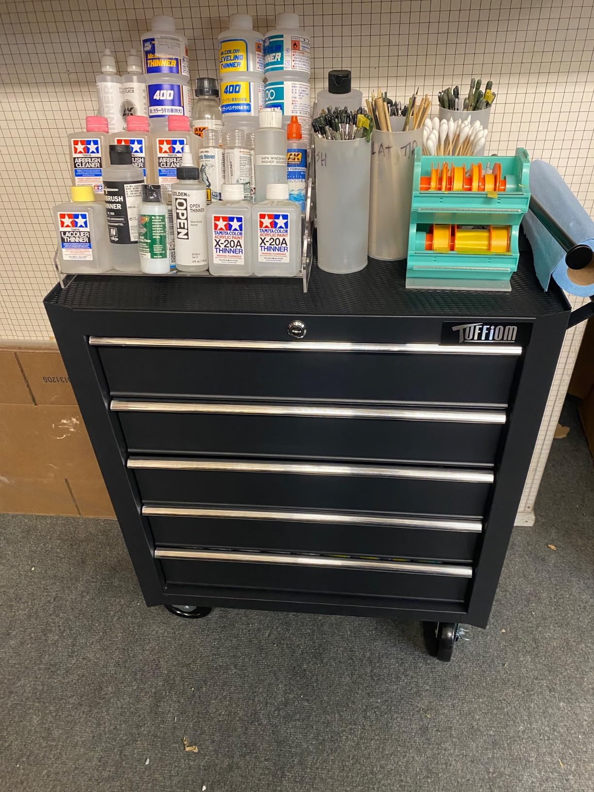 TUFFIOM 5-Drawer Rolling Tool Chest w/Drawers & Lock, Tool Storage Cabinet with Lockable Wheels, Top Cushion & Drawer Liners, Tool Organizer Box for Garage, Warehouse & Repair Shop customer photo 1