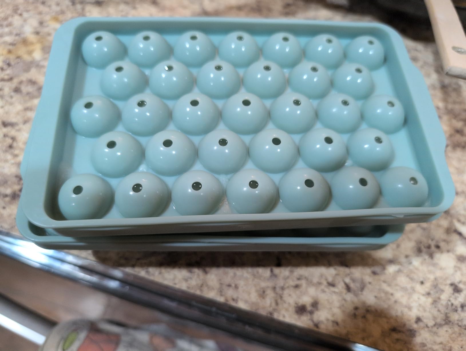 3 Pack Ice Trays for Freezer, 99 PCS Ice Cube Tray with Lid and Bin, Round Ice Cube Mold, Circle Ice Maker for Chilling Drinks (0.8 inch, Blue) customer photo 1