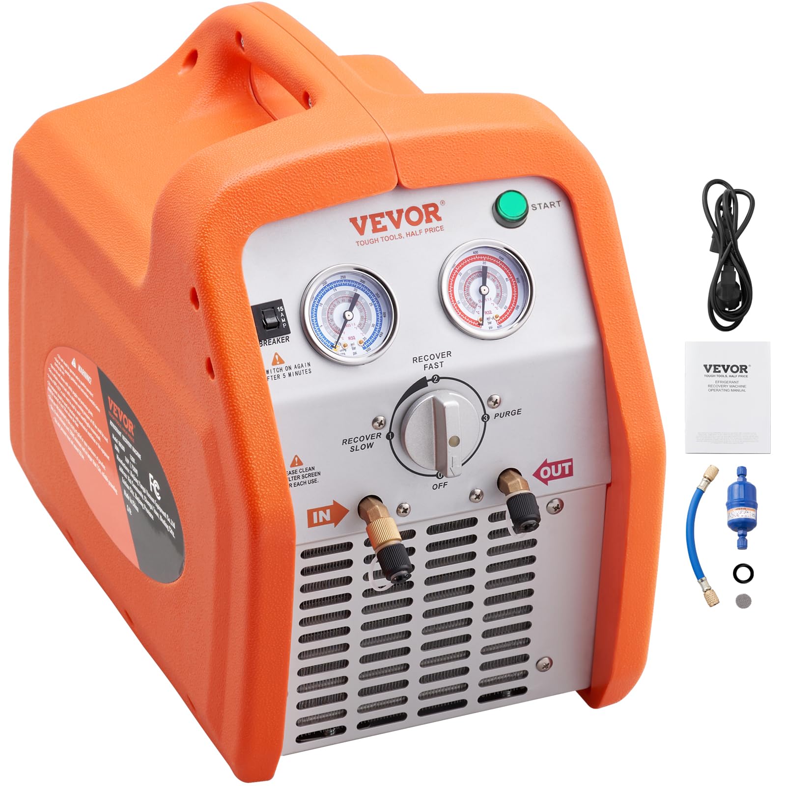 VEVOR 1 HP Refrigerant Recovery Machine - Dual Cylinder Portable AC Recovery Machine with High Pressure Protection 120V 60Hz Recovery Machine HVAC for Vapor Liquid Refrigerant, Car Air Conditioning customer photo 1