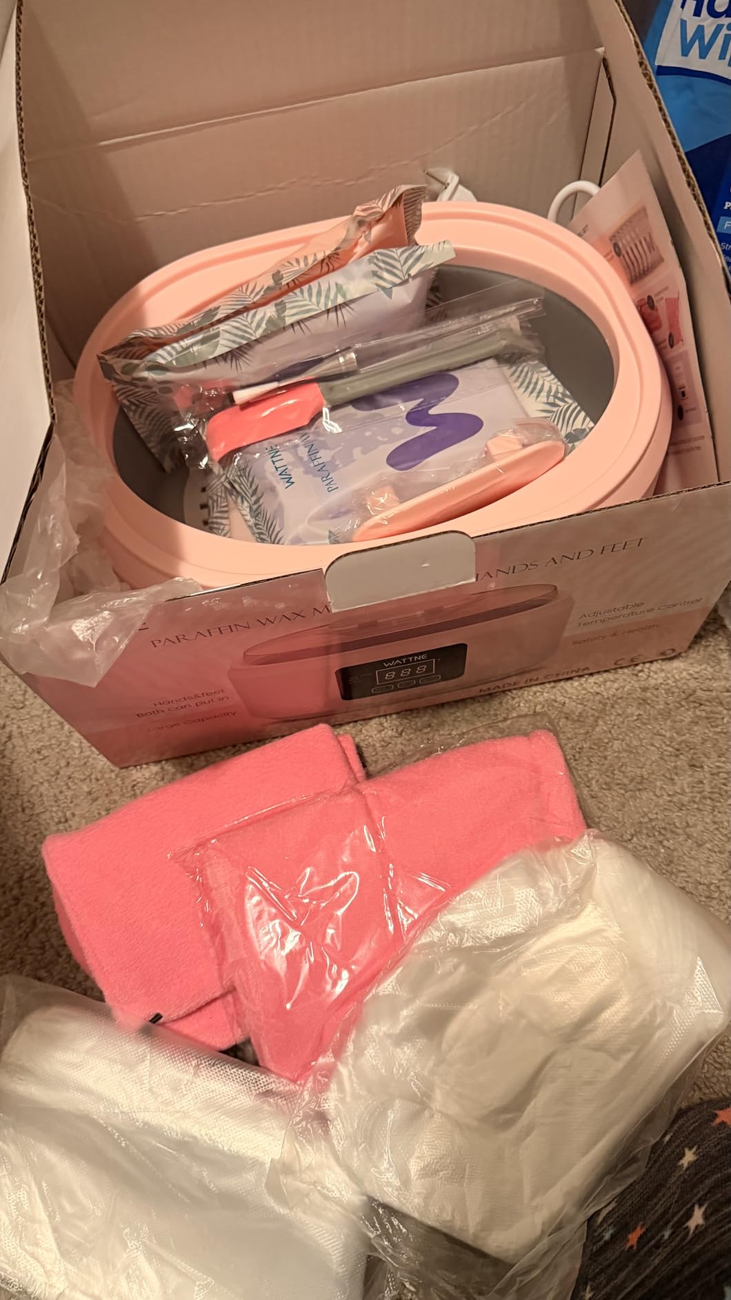 Paraffin Wax Machine for Hand and Feet -Paraffin Wax Warmer Moisturizing Kit Auto-time and Keep Warm Paraffin Hand Wax Machine for Arthritis (Pink) customer photo 2