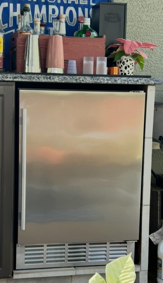 24 Inch Outdoor Beverage Fridge, Weather Proof Stainless Steel Beverage Cooler Under Counter Beer Fridge, Indoor/Outdoor Beverage Refrigerator for 190 Cans, Built-in/Freestanding (Foam Door) customer photo 1