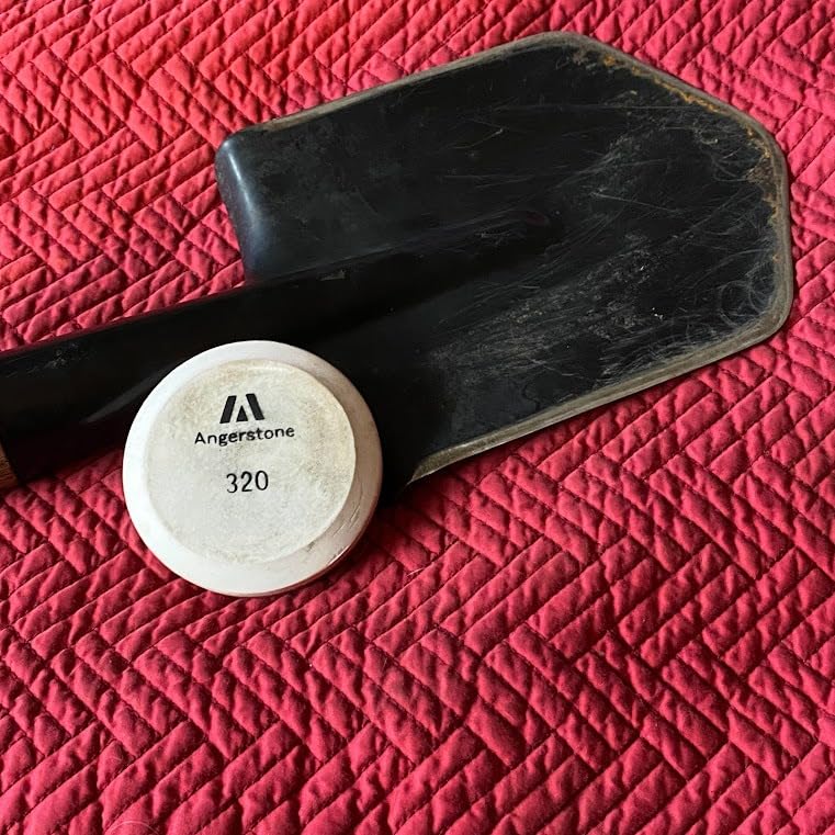 Angerstone Axe Sharpener - Multipurpose Axe/Hatchet Sharpening Stone - Whetstone Blade & Tool Sharpener, Dual Grit 180/320 Sharpening Puck with Leather Sheath customer photo 1