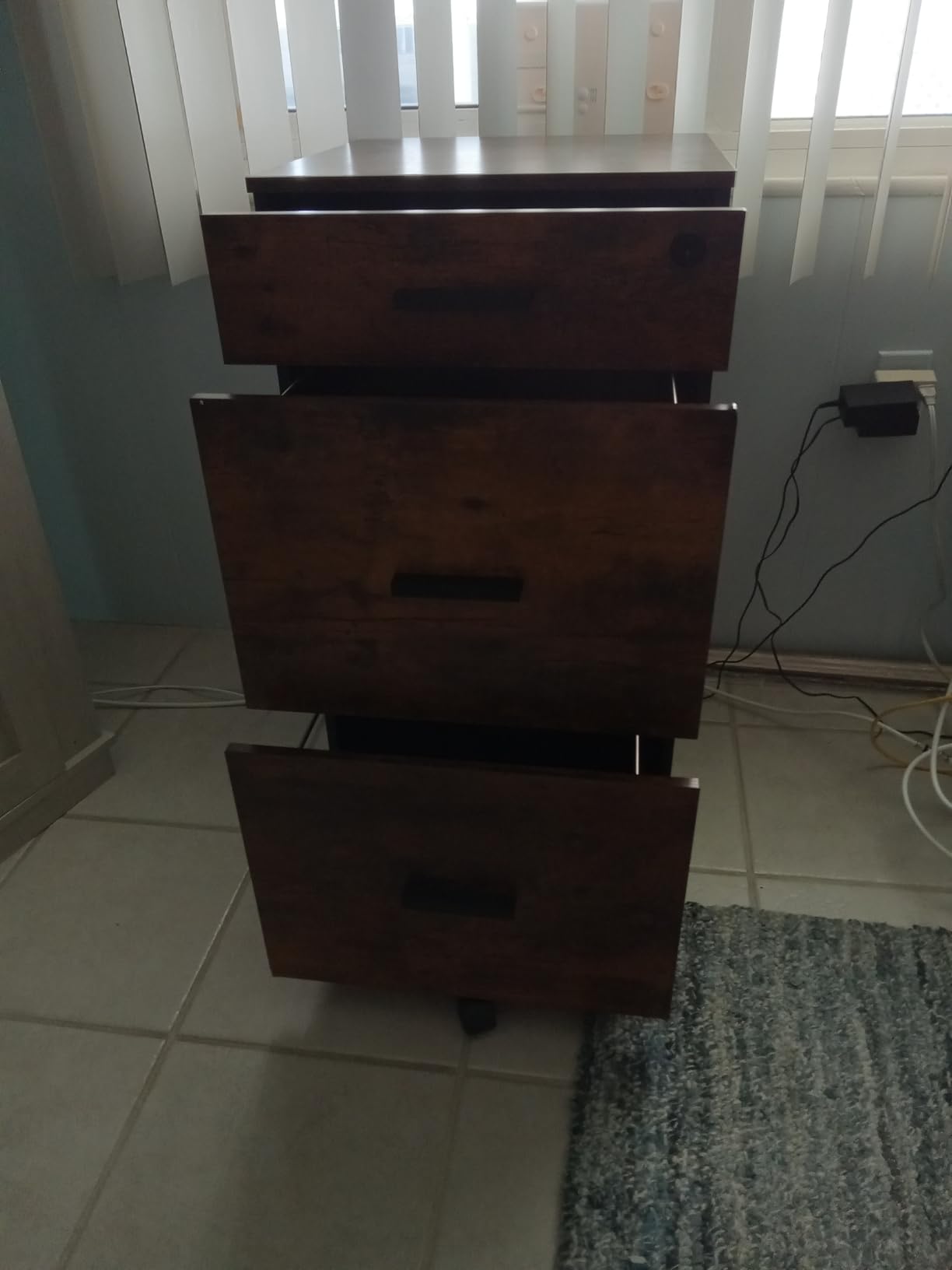 DEVAISE 3 Drawer Rolling File Cabinet with Lock, Wood Filing Cabinet fits Letter / A4 Size for Home Office, Rustic Brown customer photo 2