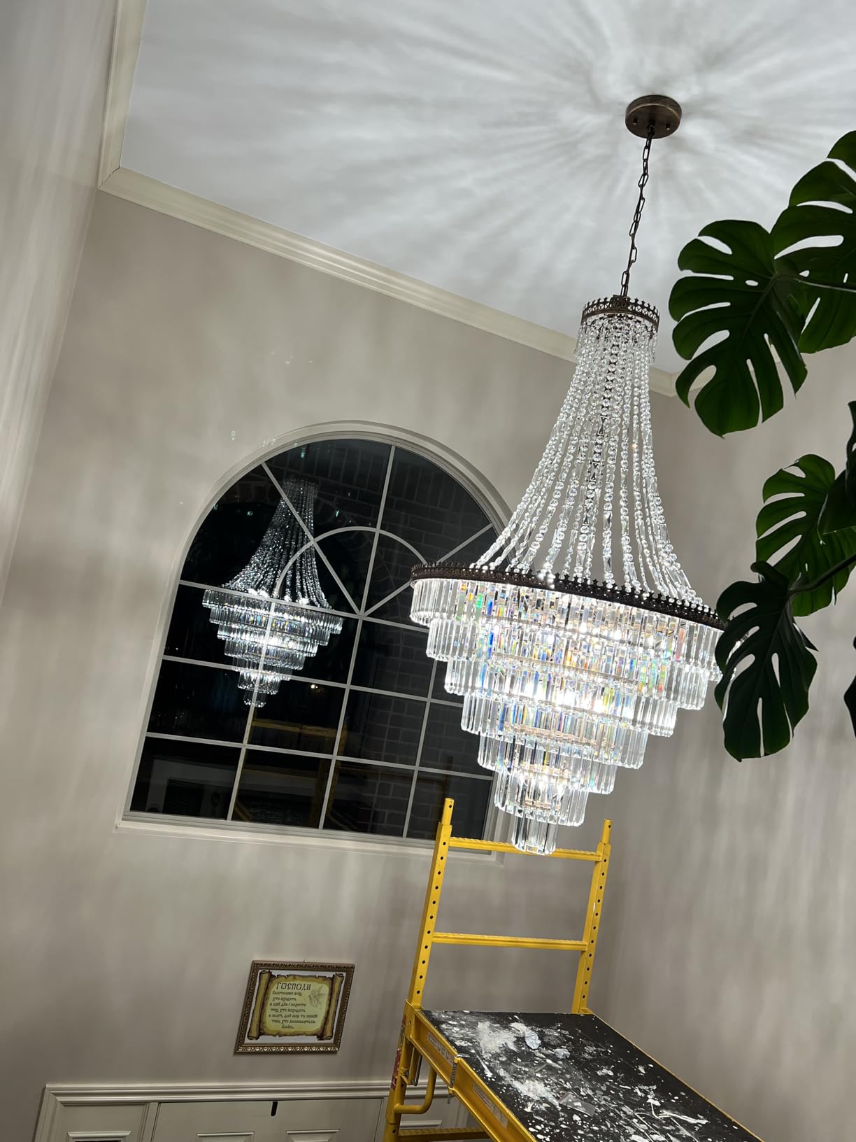TOCHIC French Empire Crystal Chandelier Modern Farmhouse Chandelier Ceiling Light for Foyer Entryway High Ceiling, Vintage Antique Bronze Chandelier Light Fixture for Dining Living Room 28