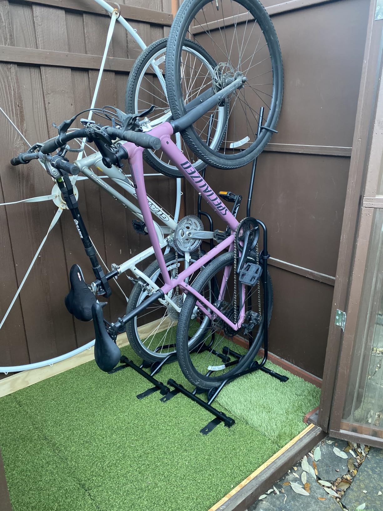 CyclingDeal Upright Bike Stand Floor - Vertical & Horizontal Bicycle Stand Bicycle Storage - Safe & Secure Bike Storage Rack - for Wheels Sizes up to 29