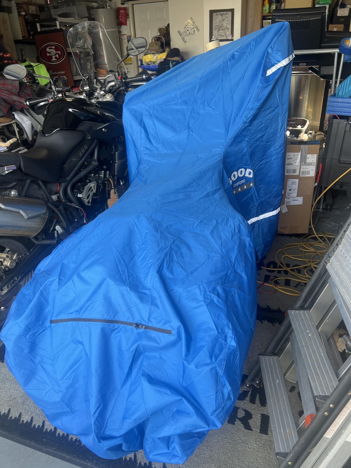 Rosefray Motorcycle Cover with Side Box Heavy Duty 600D Waterproof for Touring Models Harley Davidson Road King,Road Glide,Street Glide, Electra Glide,Low Rider-ST Indoor & Outdoor Storage Red customer photo 1