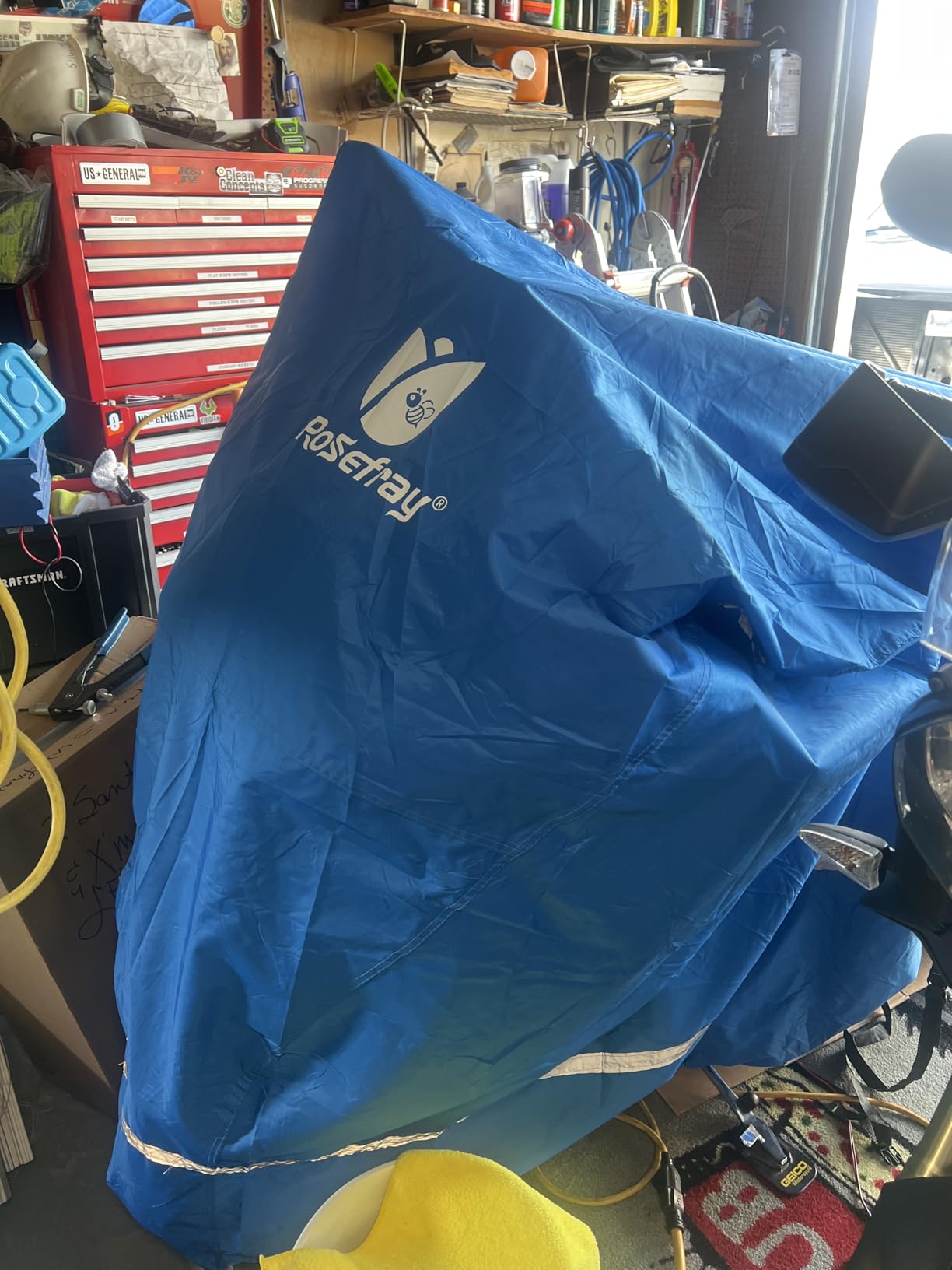 Rosefray Motorcycle Cover with Side Box Heavy Duty 600D Waterproof for Touring Models Harley Davidson Road King,Road Glide,Street Glide, Electra Glide,Low Rider-ST Indoor & Outdoor Storage Red customer photo 2