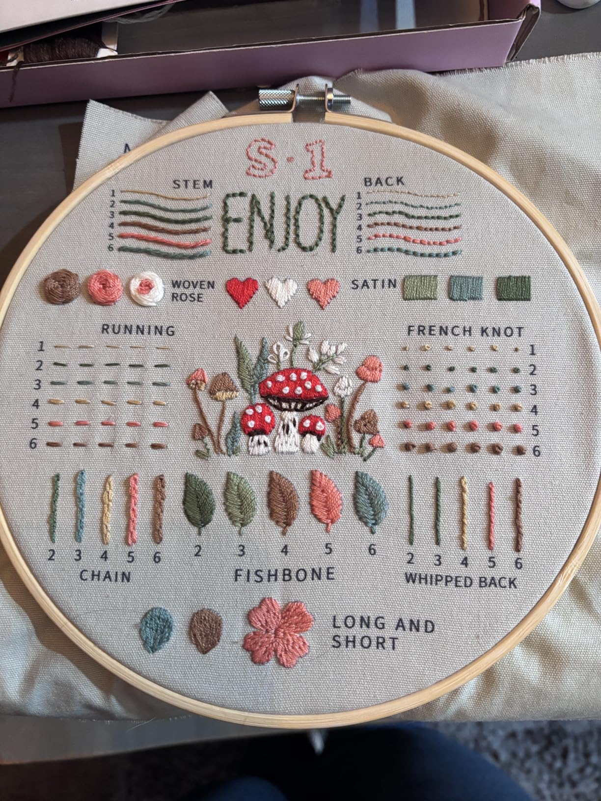 ETSPIL Embroidery Kit for Adult Beginners, 3-Pack 33-Stitch Practice Samplers, Pre-Stamped Patterns, 7.8-Inch Hoop, Threads & Needles, Step-by-Step Guide & Video customer photo 2