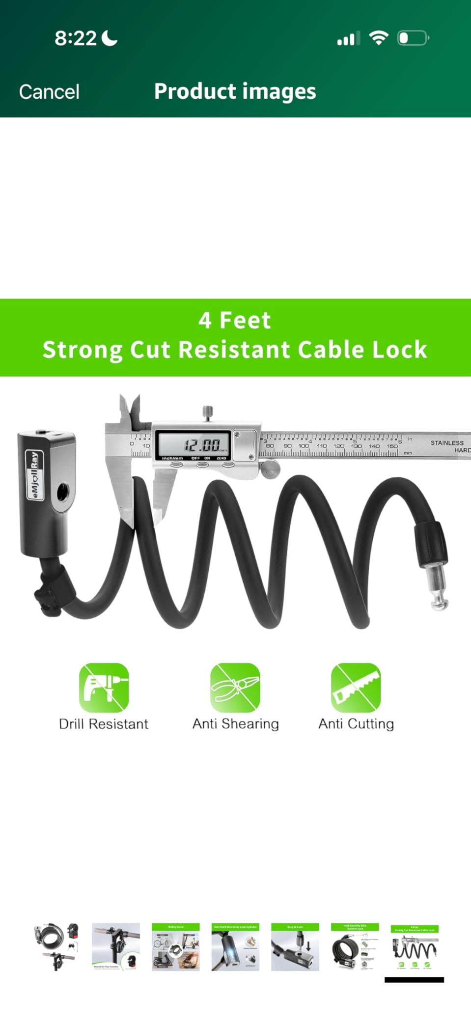 4 Feet Scooter Lock - Anti Theft Cable Lock with Mounting Bracket, Fits Electric Scooter, Road Bike, Mountain Bike customer photo 2