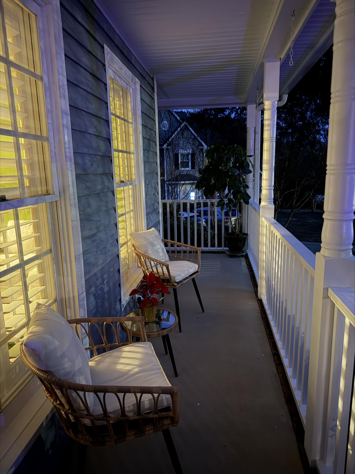 3 Piece Patio Bistro Set, Outdoor Wicker Apartment Balcony Furniture Sets, Rattan Table and Chairs Set of 2 for Porch Backyard Lawn Poolside Deck, Beige customer photo 2