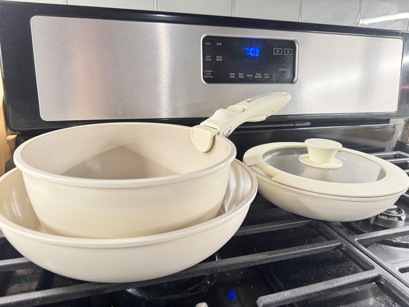 Redchef Ceramic Pots and Pans Set Non Stick, Nonstick Kitchen Cookware Sets, Non Toxic Pots and Pans Set Non Stick, PFAS PFOA & PTFE Free, Detachable Handle Pots and Pans 5 Piece, RV Cookware customer photo 1