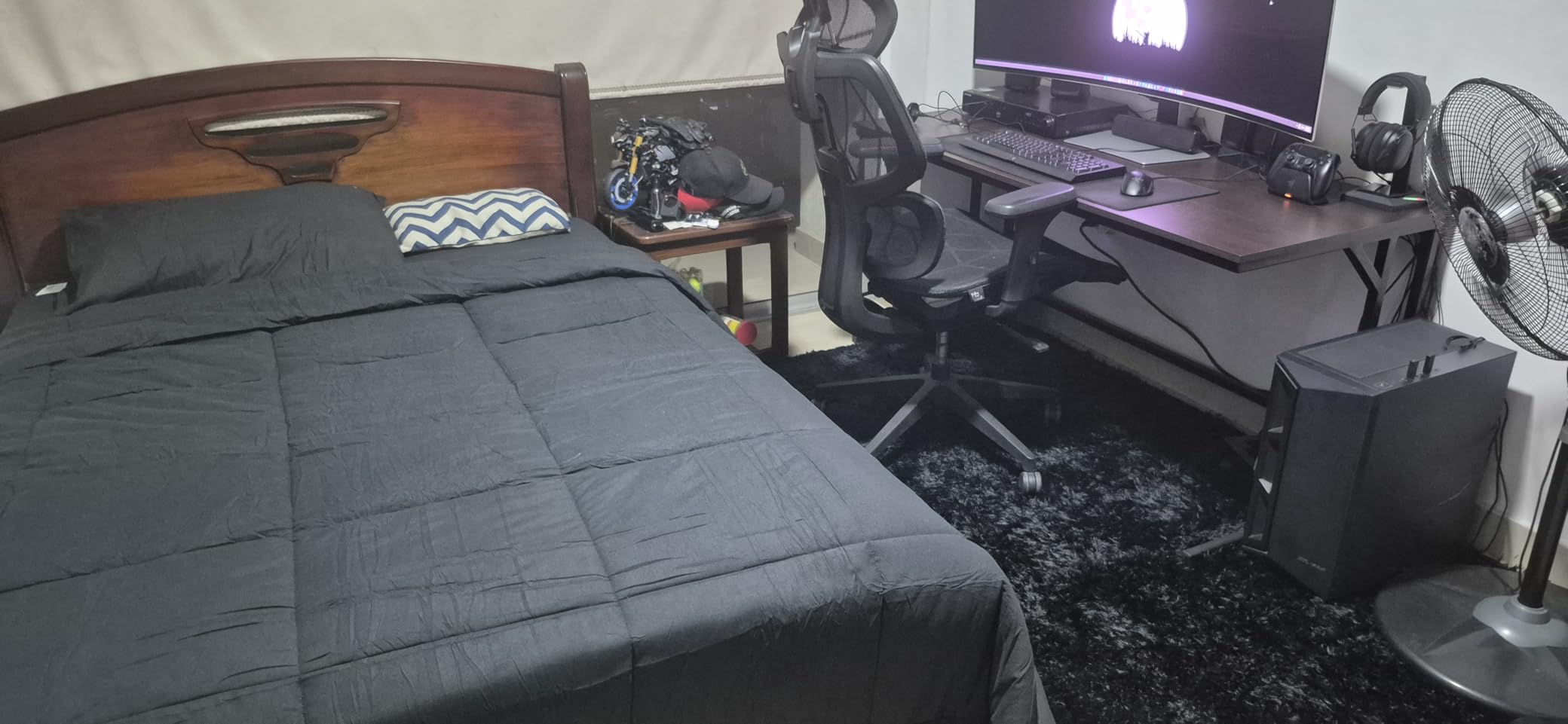 Queen Comforter Set Black, 7 Pieces Bed in a Bag, Black Comforter Queen Size, All Season Bedding Sets with Stitch Quilted Comforter, Flat Sheet, Fitted Sheet, Pillowcases customer photo 2