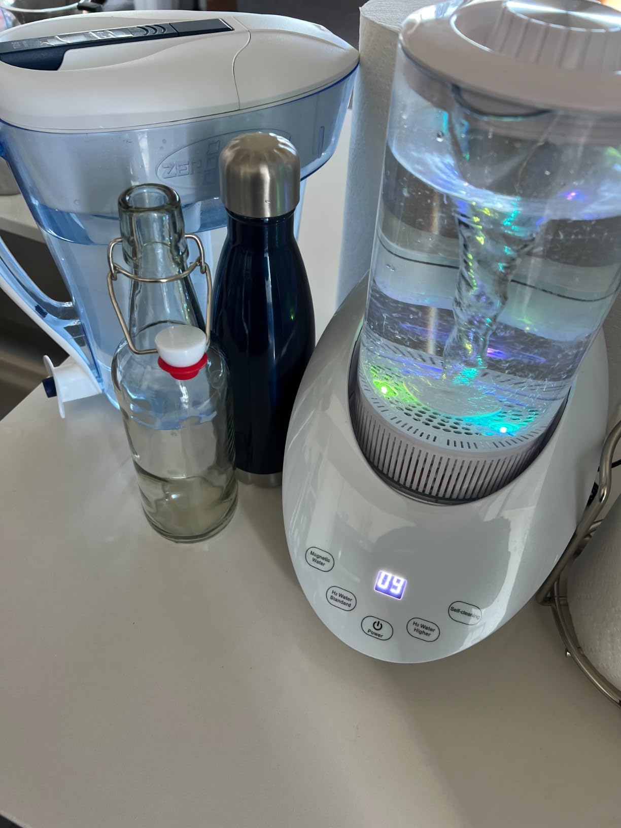 Hydrogen Water Pitcher Generator- BPA Free 50 Oz Hydrogen Water Machine SPE & PEM Ionized Electrolysis Technology- PH Levels Balanced, 2 Calcium Sulfite Filters Included customer photo 1