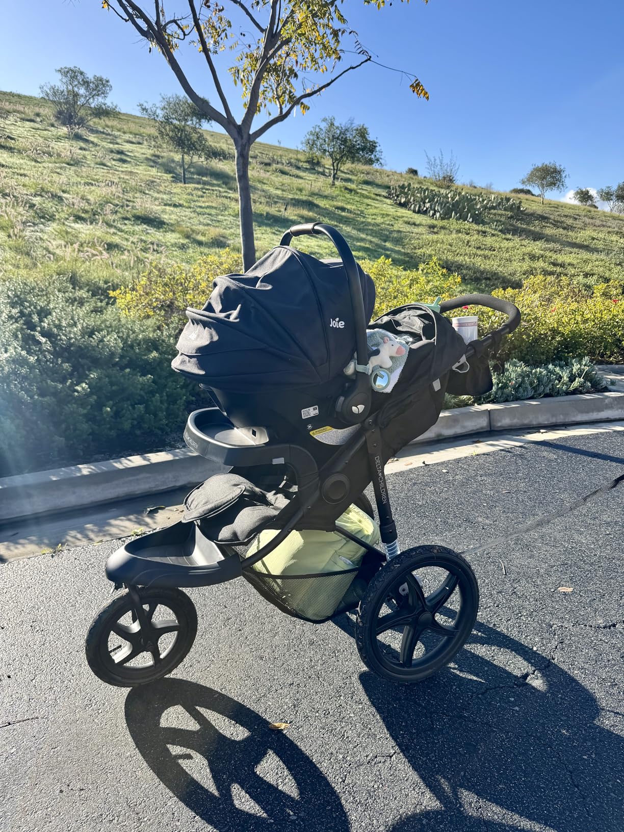 Delta Children Apollo Jogging Stroller - Shock Absorbing Frame with Large Canopy & Recline - Car Seat Compatible, Black customer photo 2