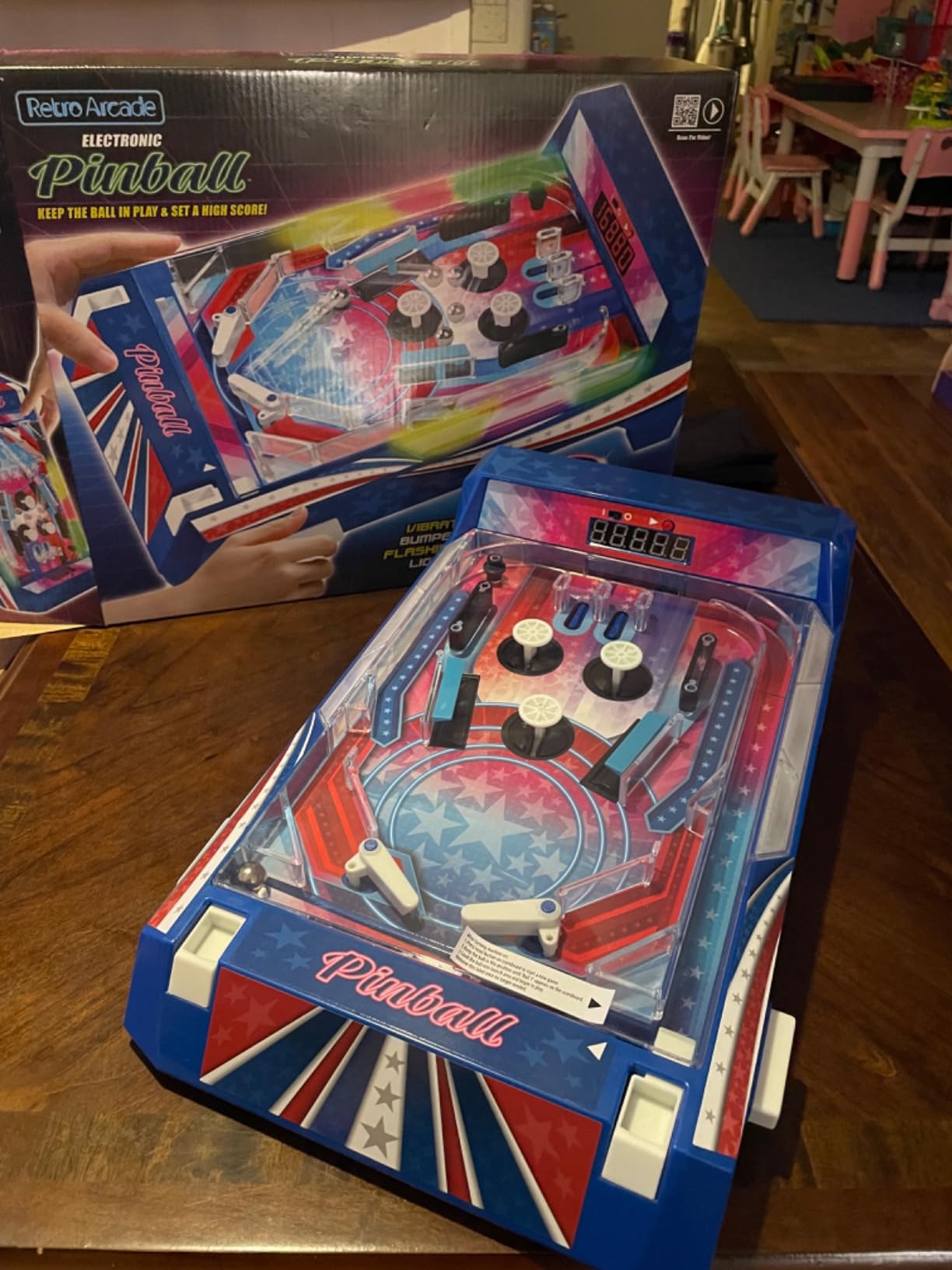 Merchant Ambassador Retro Arcade Electronic: Pinball - Tabletop Game, Vibrating Bumpers, LED Lights, Sound Effects, 1 Player, Ages 6+ customer photo 1