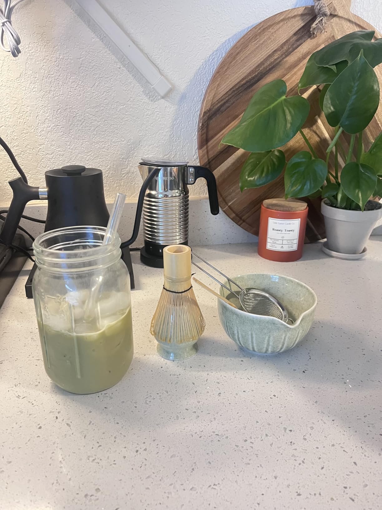 TANG PIN Matcha Set - Match Bowl and Whisk, 15 OZ, Matcha Scoop | Matcha Whisk Stand (Chasen Holder) - 4pc Perfect Matcha Kit for Matcha Tea Ceremony (Mottled Green) customer photo 2