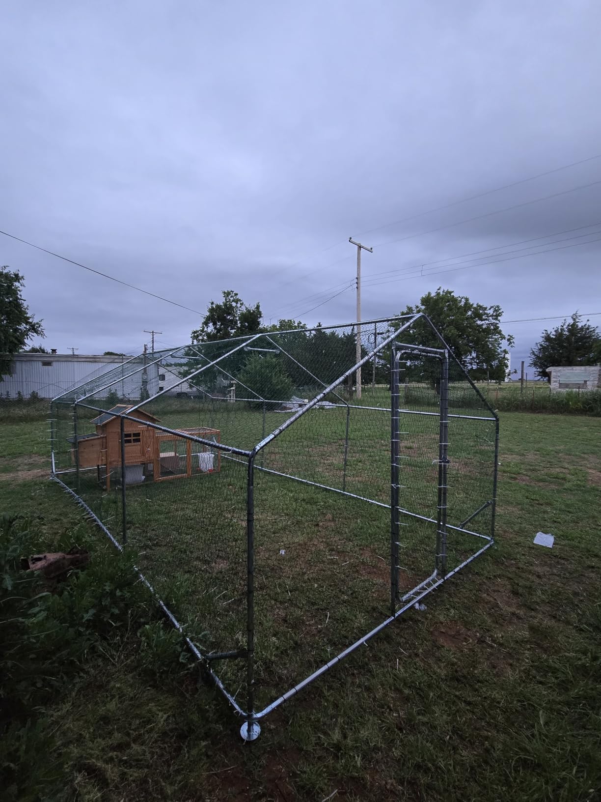 Sino Luban Large Metal Chicken Coop Run for 10 Chickens/Ducks, Chicken Runs for Yard with Waterproof Cover, Chicken Enclosure Chicken Pen Outdoor, Walk-in Poultry Cage (Upgrade wall Support Brace) customer photo 2