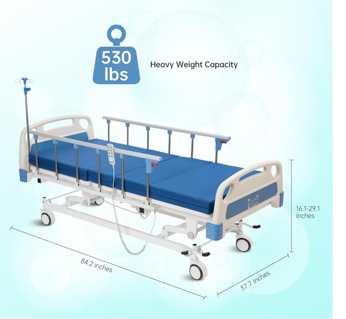 ELENKER Full Electric Hospital Bed for Home Use, ICU Medical Bed, Premium 5 Function Hospital ICU Bed with Remote Control, IV Pole, Mattress, 5-Inch Lockable Quiet Casters, Includes Sheets (2X) customer photo 2