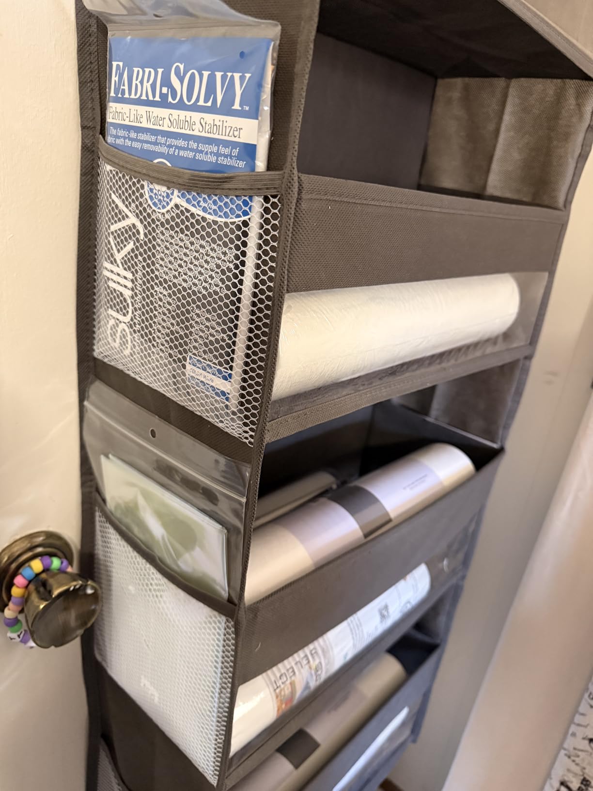 HOMELUX THEORY UPGRADED 6 Tiers Over The Door Organizer Hanging - 100D EXTRA THICK & 50lbs HUGE CAPACITY, 12 Side Mesh Pockets Over The Door Shoe Organizer, Hanging Closet Organizer (Ivory, 1pc) customer photo 1