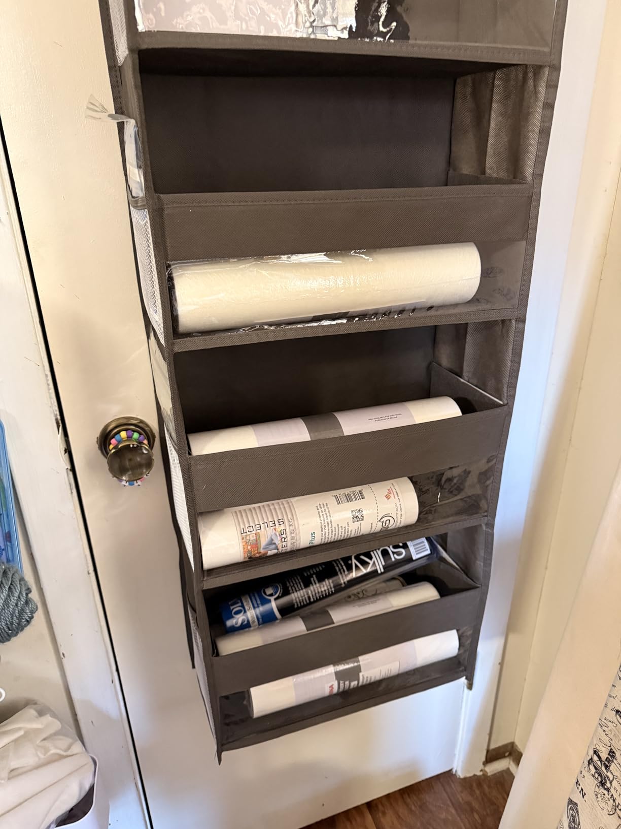 HOMELUX THEORY UPGRADED 6 Tiers Over The Door Organizer Hanging - 100D EXTRA THICK & 50lbs HUGE CAPACITY, 12 Side Mesh Pockets Over The Door Shoe Organizer, Hanging Closet Organizer (Ivory, 1pc) customer photo 2