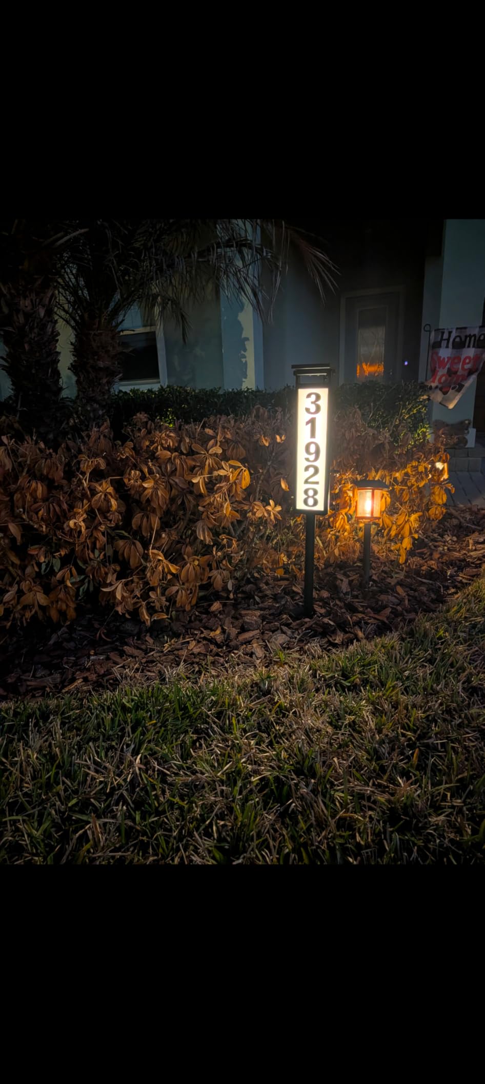 Solar Illuminated LED Lighted Address Sign, House Numbers for Outside Yard Home, Numbers Plaque Outdoor Waterproof, Black customer photo 1