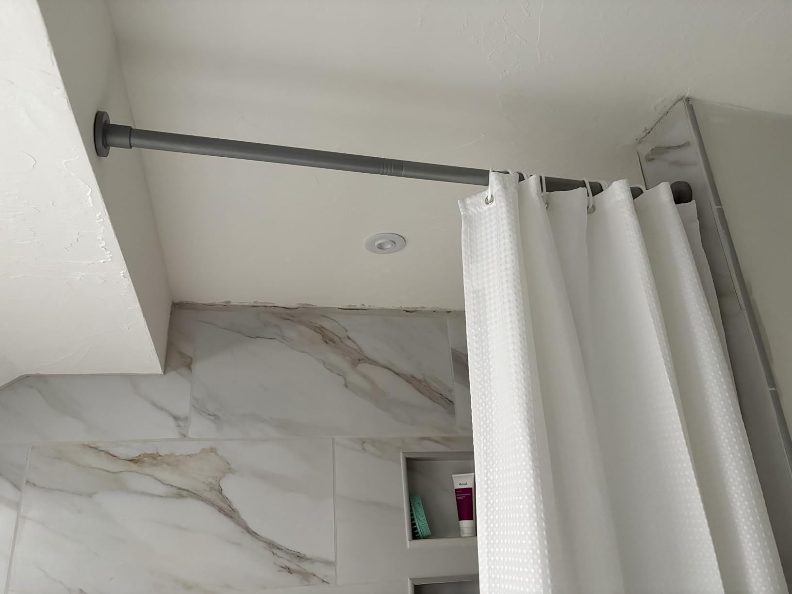 Black Shower Curtain Rod 31 to 80 Inch, 1 Inch Diameter Adjustable Spring Tension Stainless Steel Telescoping Rod, Easy Install, No Rust customer photo 1