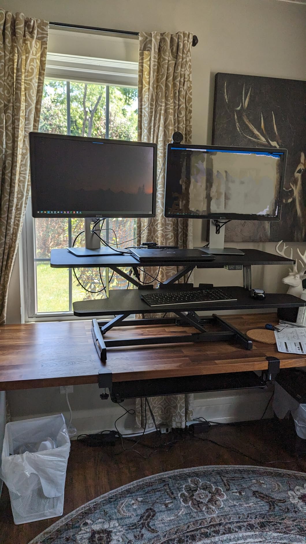 VIVO 36 inch Electric Motor Desk Converter, Height Adjustable Riser, Sit to Stand Dual Monitor and Laptop Workstation with Wide Keyboard Tray, Black, DESK-VE36B customer photo 1