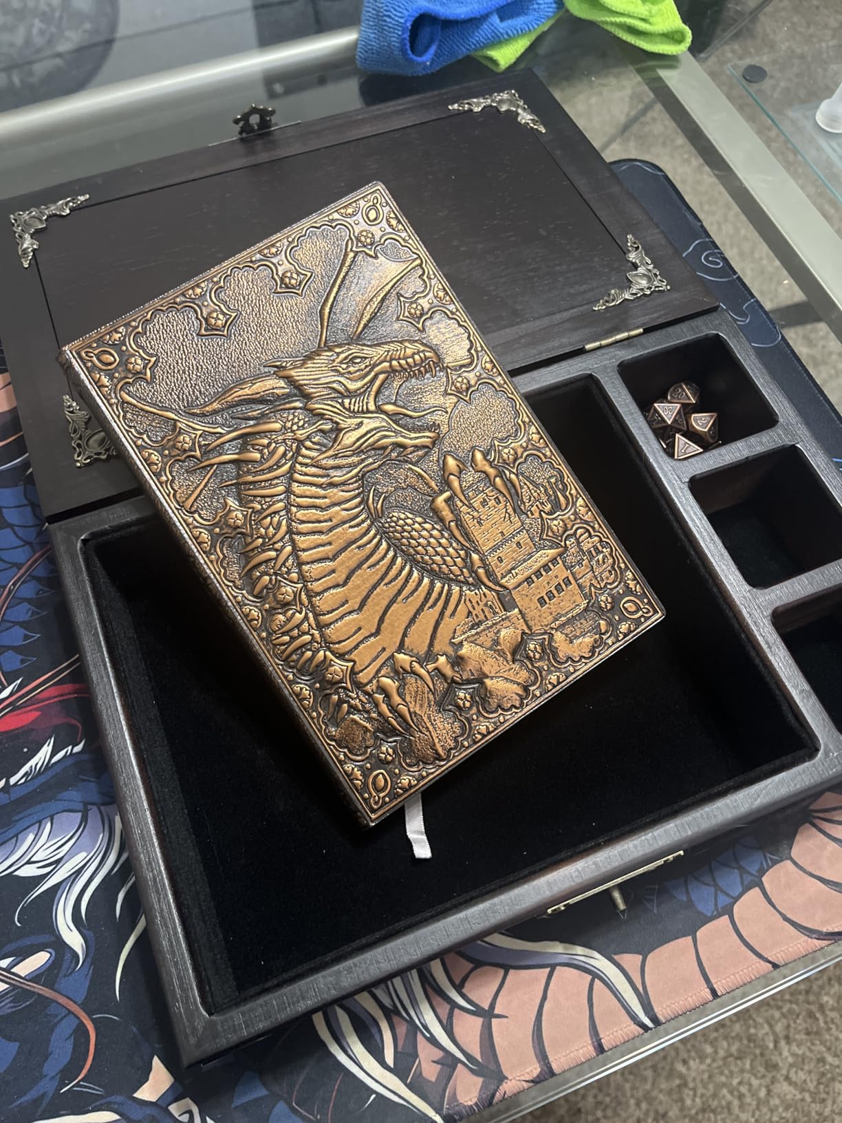 Dungeons and dragons starter set 3 in 1 - dnd dice tray with metal dnd set - dnd dice box | DND starter set with dnd journal (200 Page) - dnd starter kit for Dungeons & Dragons Players customer photo 2
