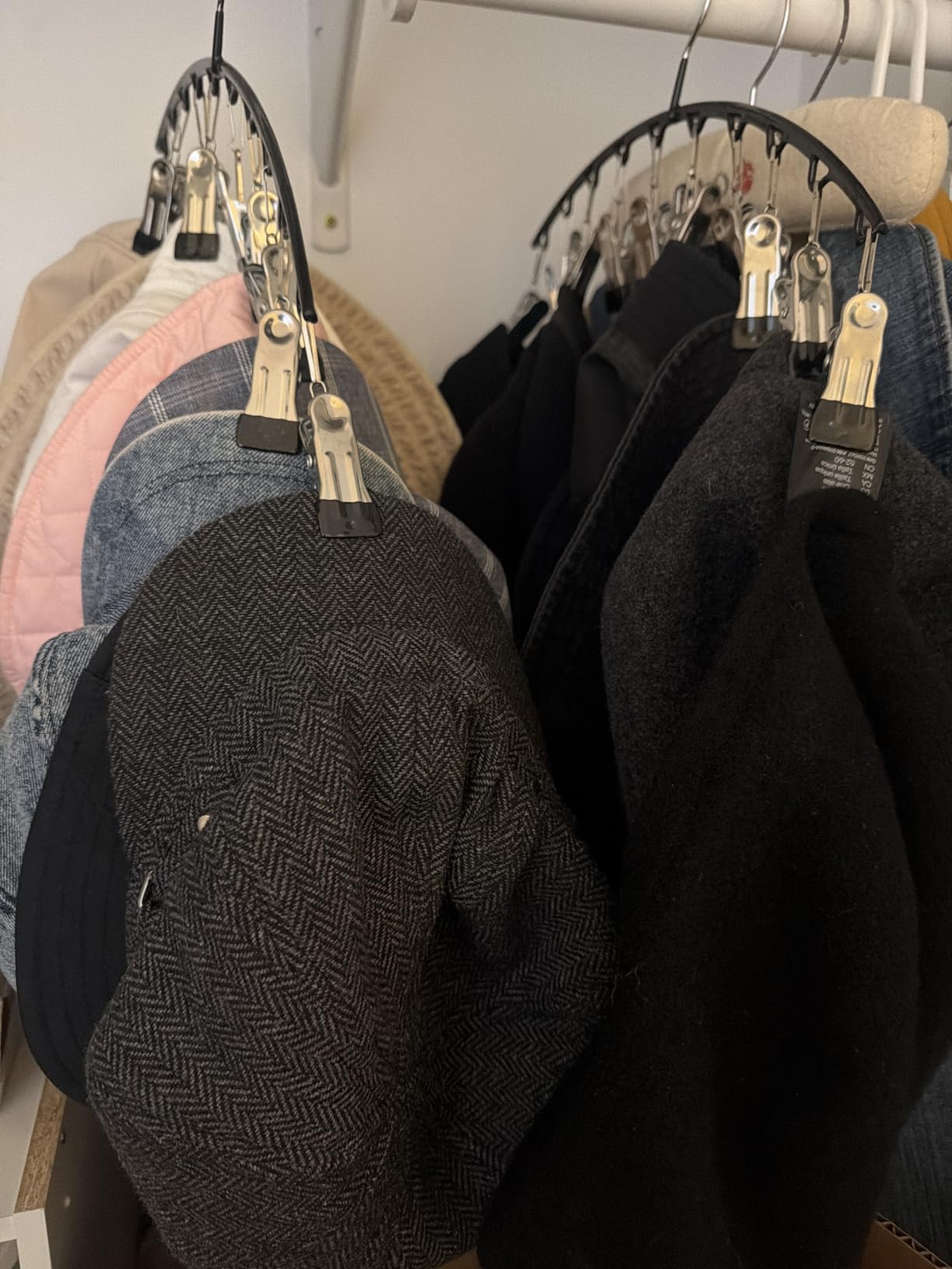 Hat Hangers for Closet, Metal 2 Pack Hat Organizer Holder for Hanger Closet Display, Hat Racks for Baseball Caps w/10 Clips, Hat Holder for Ball Caps & Accessories, for Men Women, Black customer photo 2
