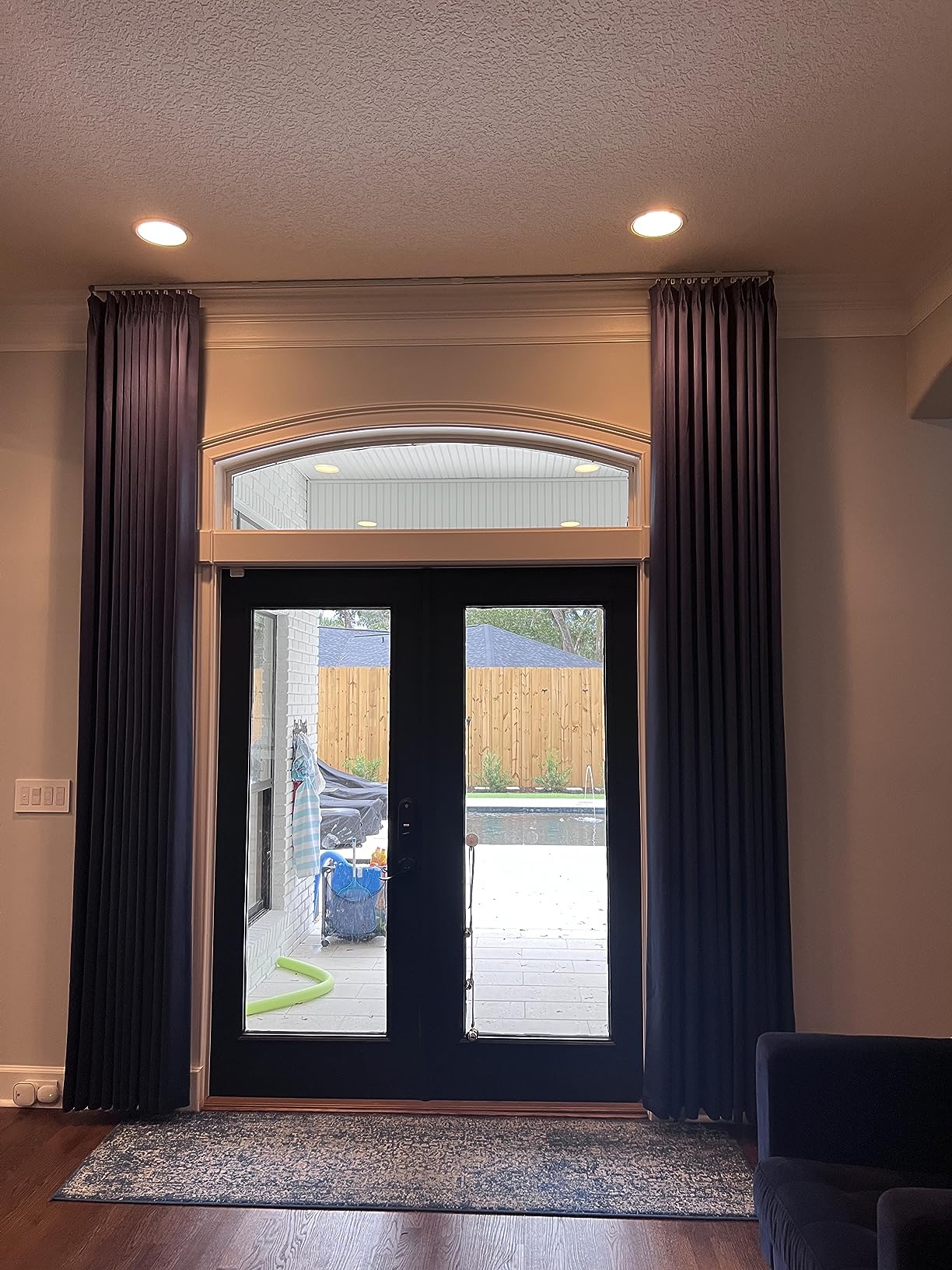 Graywind Hardwired Smart Curtains Motorized Blackout Curtain with Remote Alexa Google Control for Sliding Door Thermal Insulated Drapes One-Way or Split Draw, Custom Width to 220