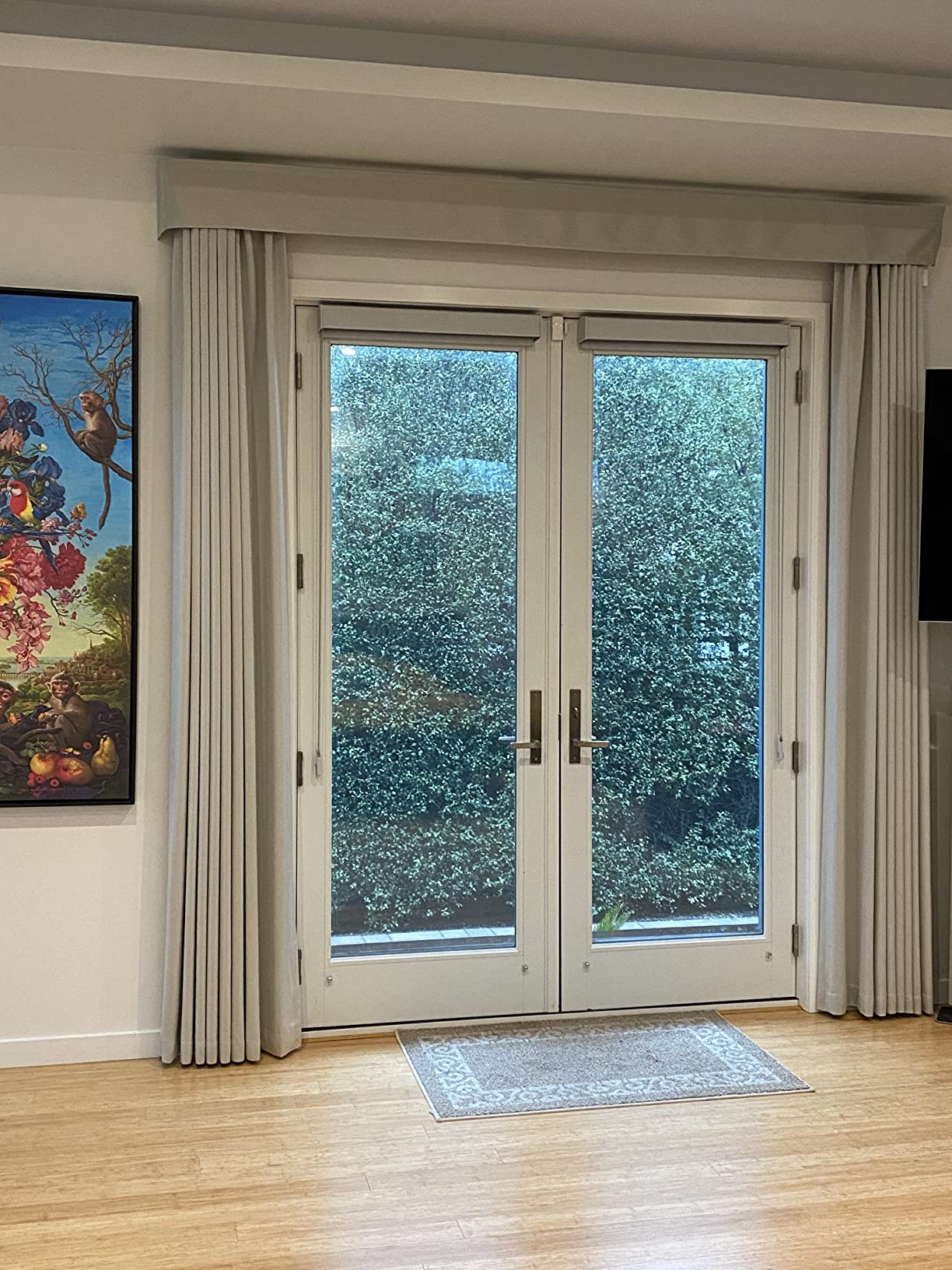 Graywind Hardwired Smart Curtains Motorized Blackout Curtain with Remote Alexa Google Control for Sliding Door Thermal Insulated Drapes One-Way or Split Draw, Custom Width to 220