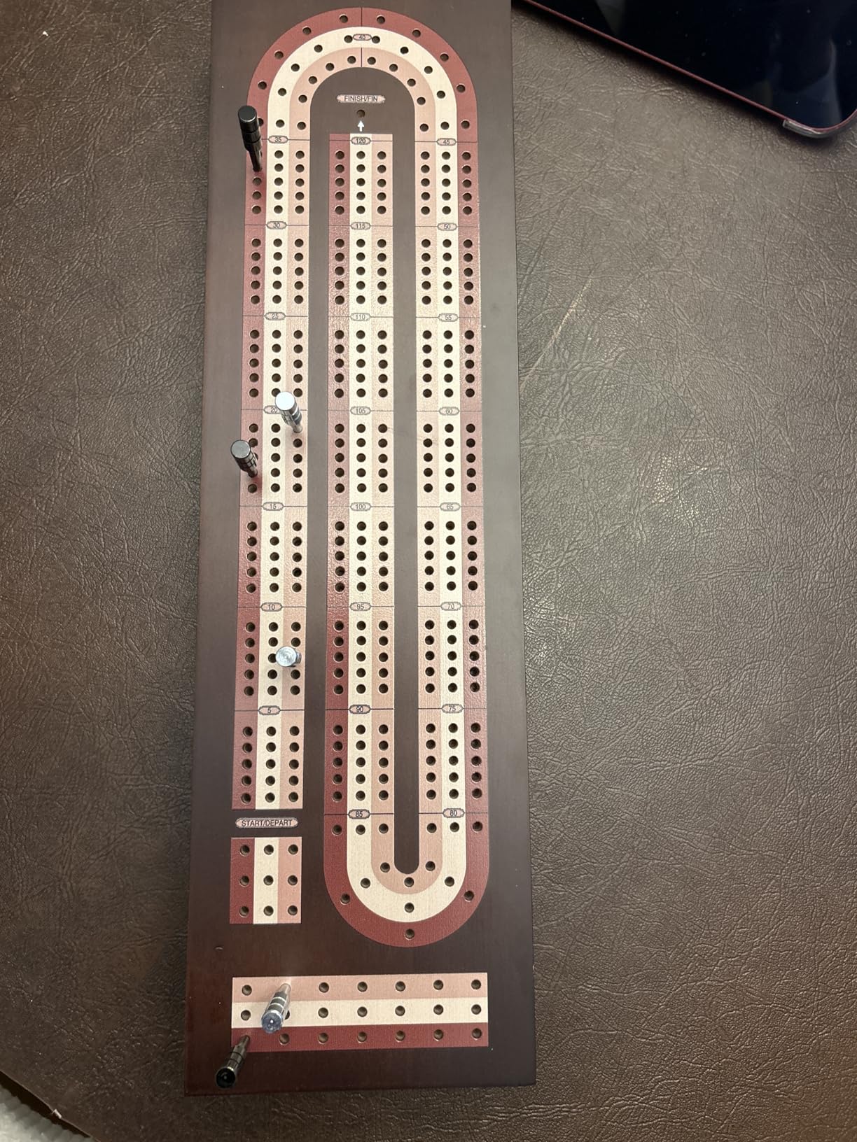 AMEROUS Wooden Cribbage Board Game Set with Magnetic Lock - Metal Pegs - 2 Playing Cards - Continuous 3 Track Board - Larger Storage Area, Travel Portable Cribbage Game Sets for Family customer photo 2