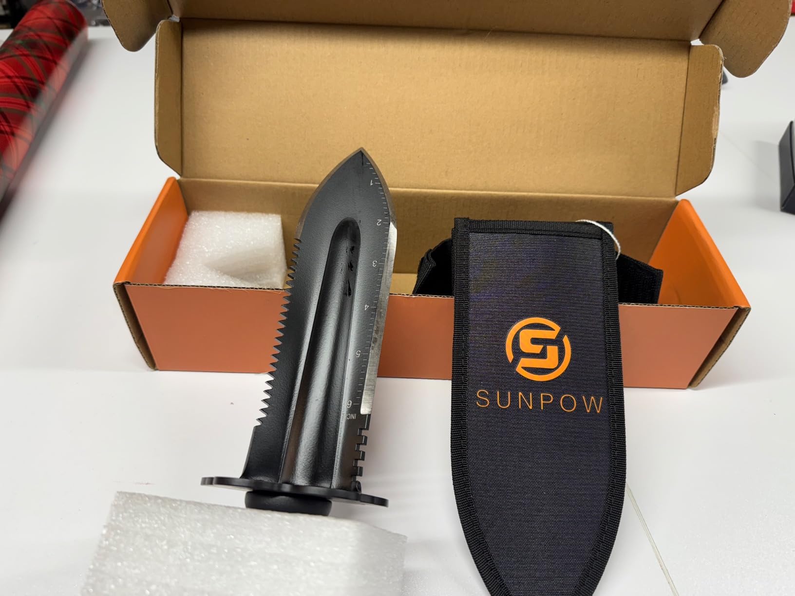 SUNPOW Metal Detector Shovel Digging Tools - Heavy Duty Double Serrated Edge Digger Shovel Knife - Garden Digging Tools with Carrying Sheath - Metal Detector Accessories customer photo 2