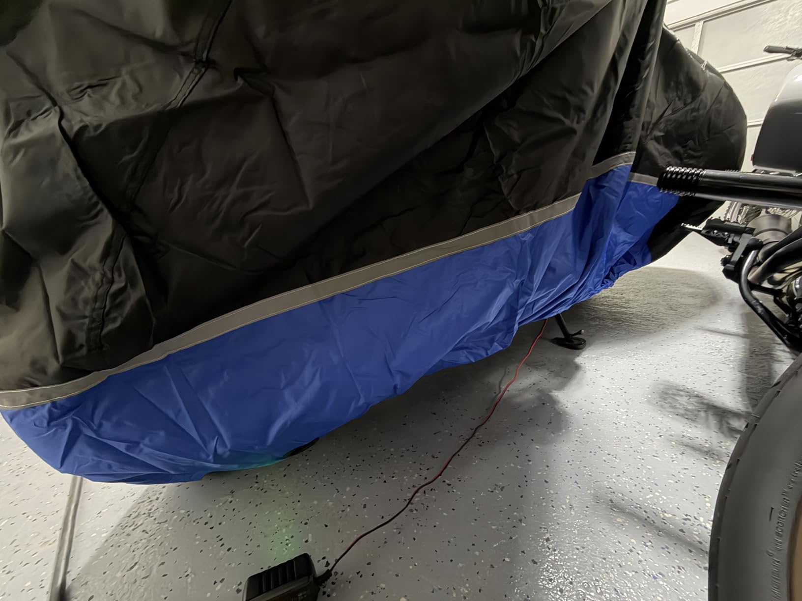 Motorcycle Cover with Side+Top Box Heavy Duty 420D Waterproof for Touring Models Harley Davidson Ultra Limited,Road Glide Limited, Gold Wing,Road Master,Indoor & Outdoor Storage Black/Gray customer photo 1