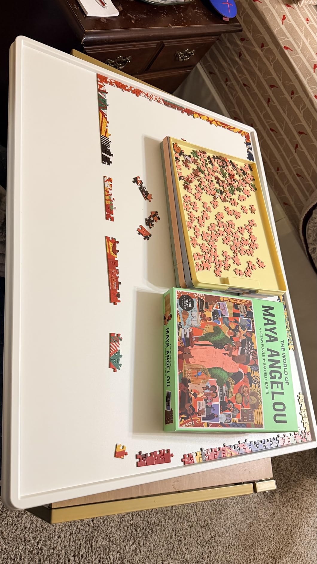 1500 Pieces Rotating Plastic Puzzle Board with Drawers and Cover, 35