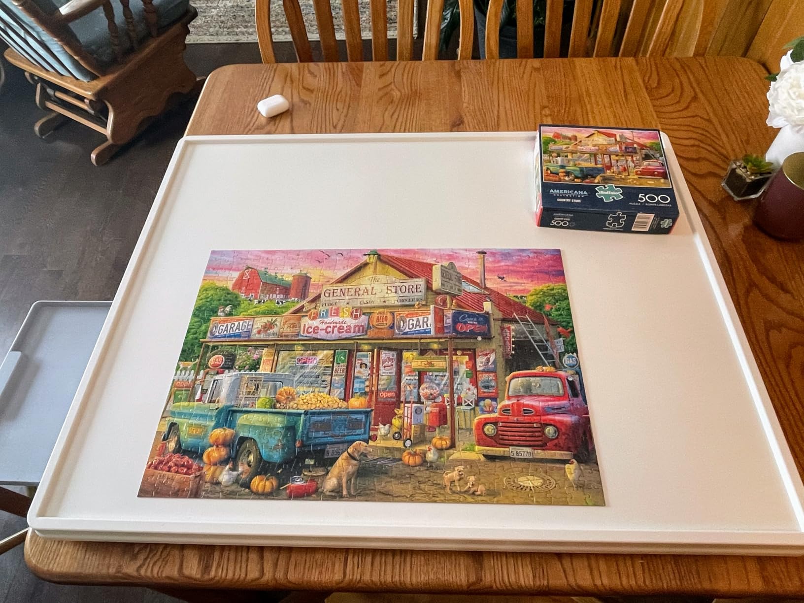 1500 Pieces Rotating Plastic Puzzle Board with Drawers and Cover, 35