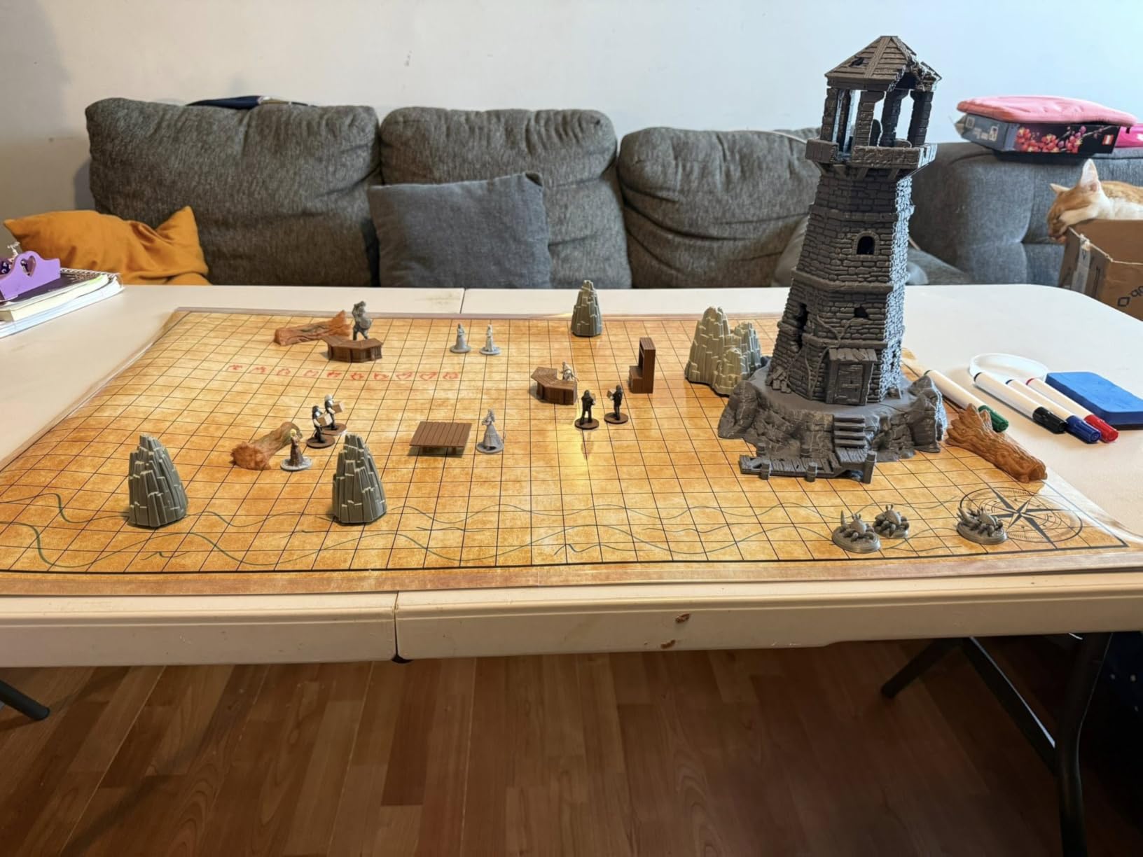 TIDYBOSS DND Expansion Pack | 3 X Double Sides 24x 36 Game Grid Mat | 6 Terrains with Lava, Sea, Forest, Cave, Swamp and Desert | Includes 2 x Dry Erase Markers, Eraser and Clips customer photo 2