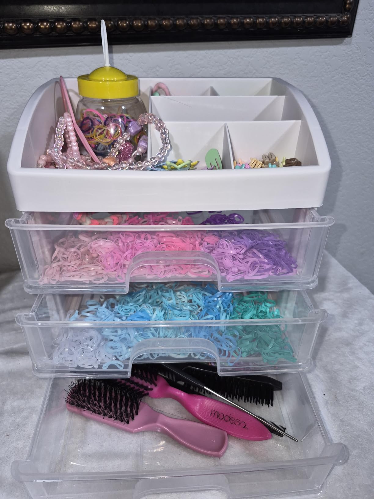 Desk Organizer with Drawers, 3 Drawers Storage Organizer, Desktop Storage Drawers for Office/School Supplies, Plastic Stationary Makeup Organizer, Desk Storage Box for Office, School, Home customer photo 1