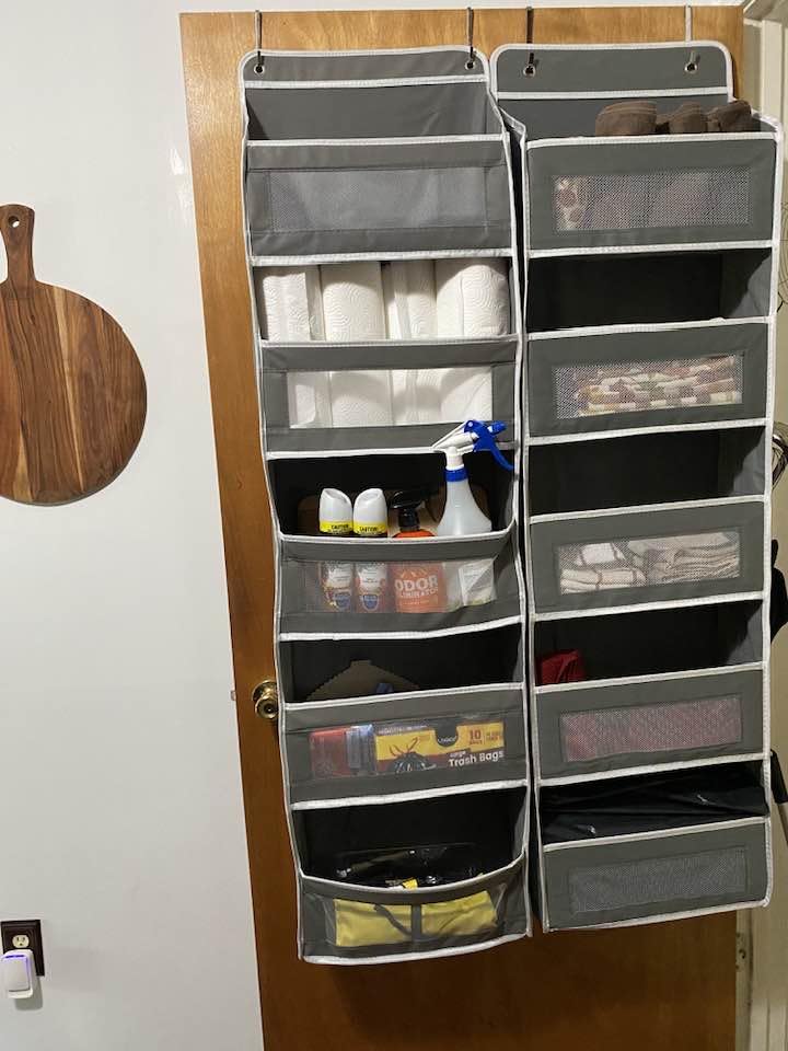 JARLINK Over The Door Organizer Storage, 5 Shelf Hanging Door Organizer with 5 Large Capacity Pockets, Anti Tilt 44 lb Load Behind Door Storage for Bedroom, Bathroom, Pantry, Nursery, (Grey) customer photo 1