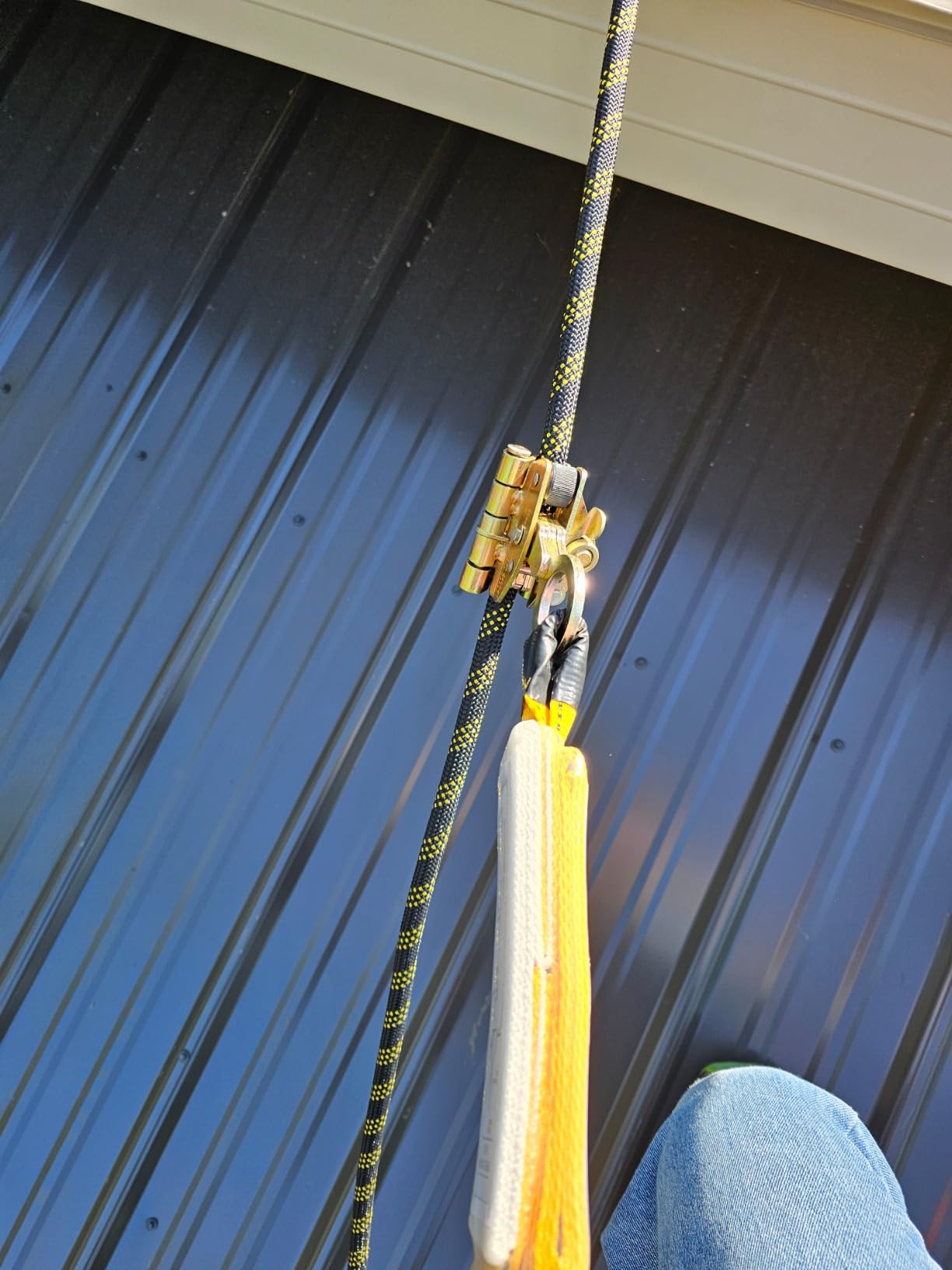 TRSMIMA Rope Harness Safety Lanyard: 50ft Vertical Roofing Rope with Grab Snap Hooks Shock Absorber - Fall Protection Tree Climbing Line Kit Heavy Duty Roof Safety Equipment ANSI CE customer photo 2