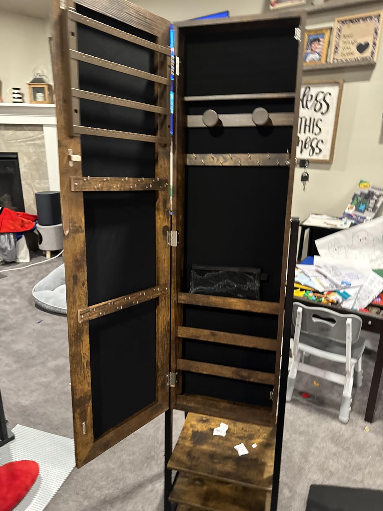 Nicetree Jewelry Cabinet Armoire with 2 Drawers, Lockable Standing Jewelry Mirror Cabinet, Full Length Mirror with Jewelry Storage, Rustic Brown customer photo 1