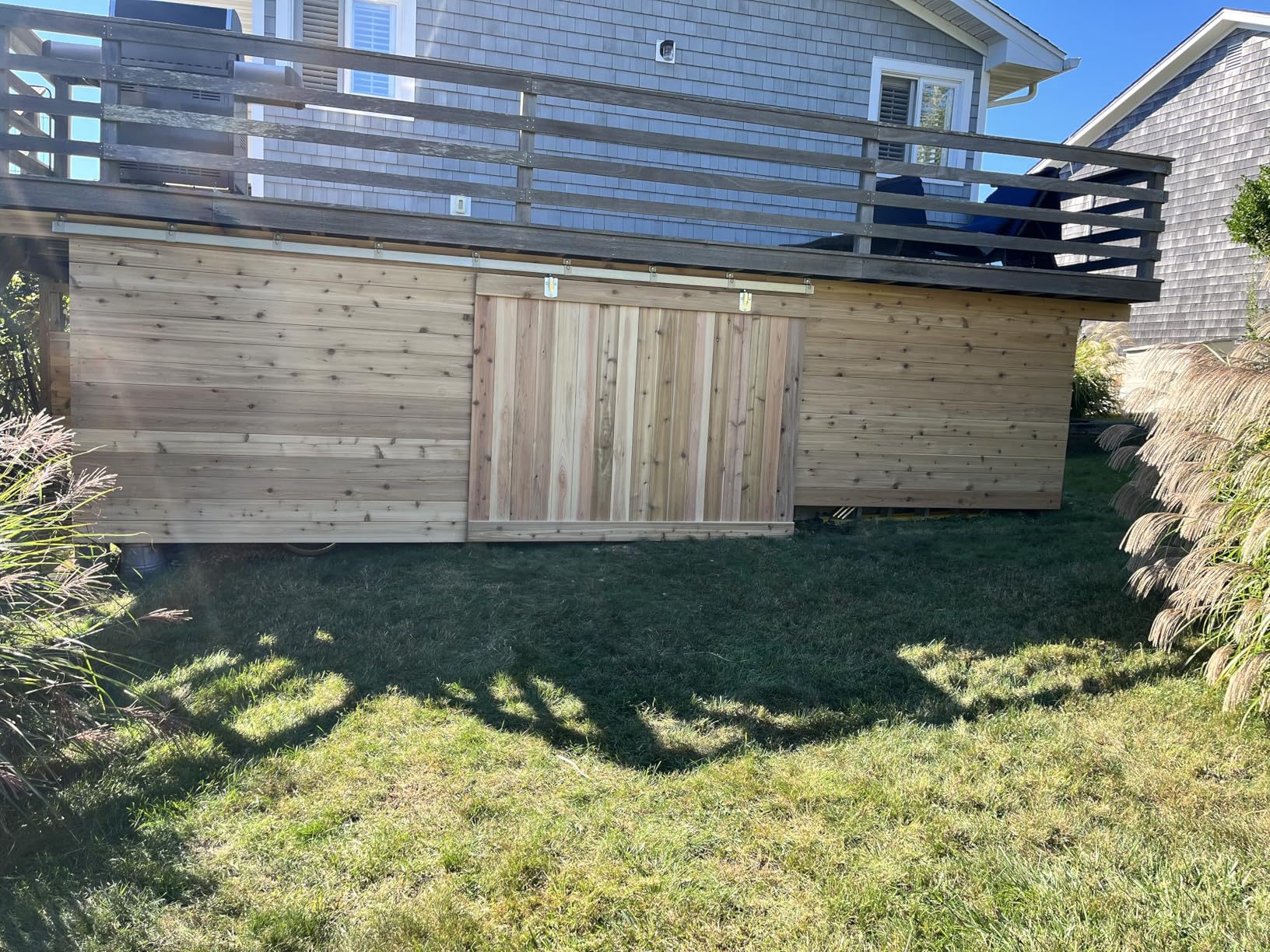 JUBEST 8FT Box Rail Exterior Barn Door Hardware Kit, Heavy-Duty Silver Sliding Barn Door Track System, Wall Mount Door Hardware Kits (Door Not Included) customer photo 1