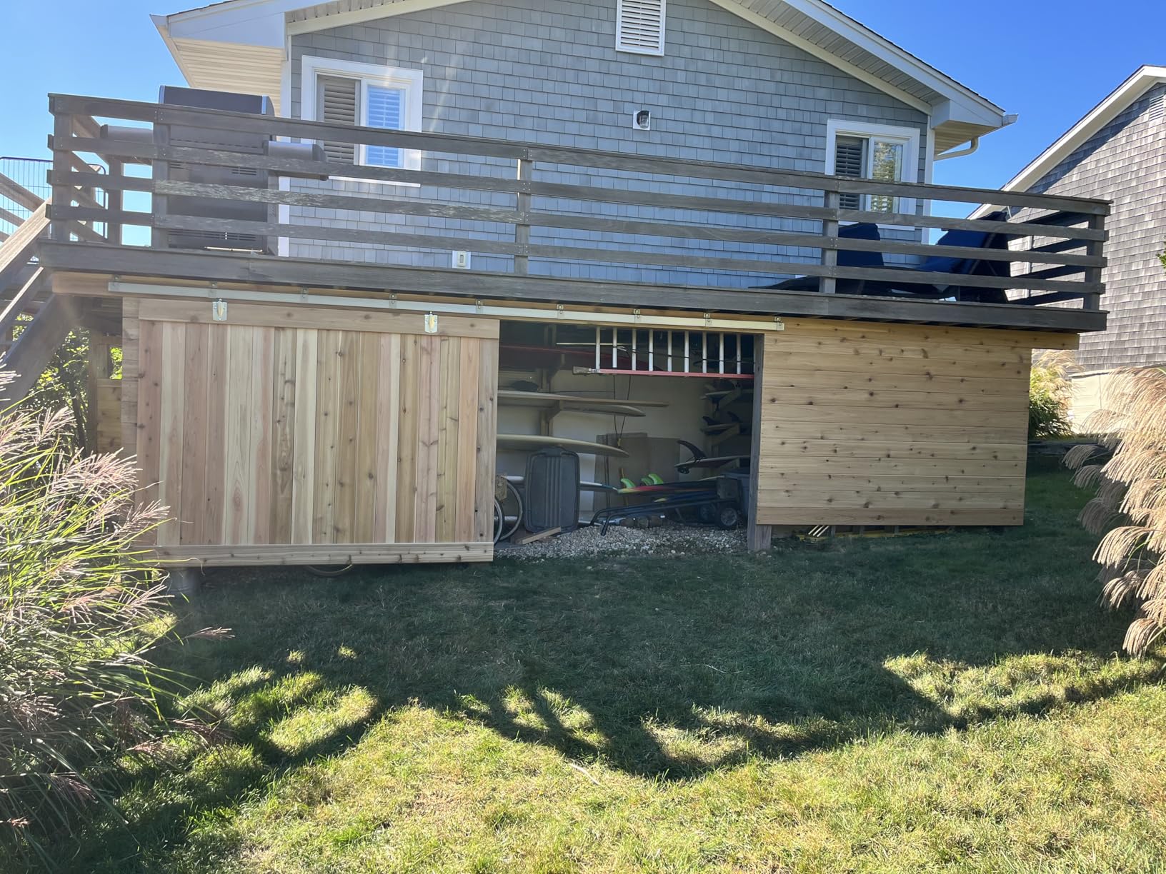 JUBEST 8FT Box Rail Exterior Barn Door Hardware Kit, Heavy-Duty Silver Sliding Barn Door Track System, Wall Mount Door Hardware Kits (Door Not Included) customer photo 2