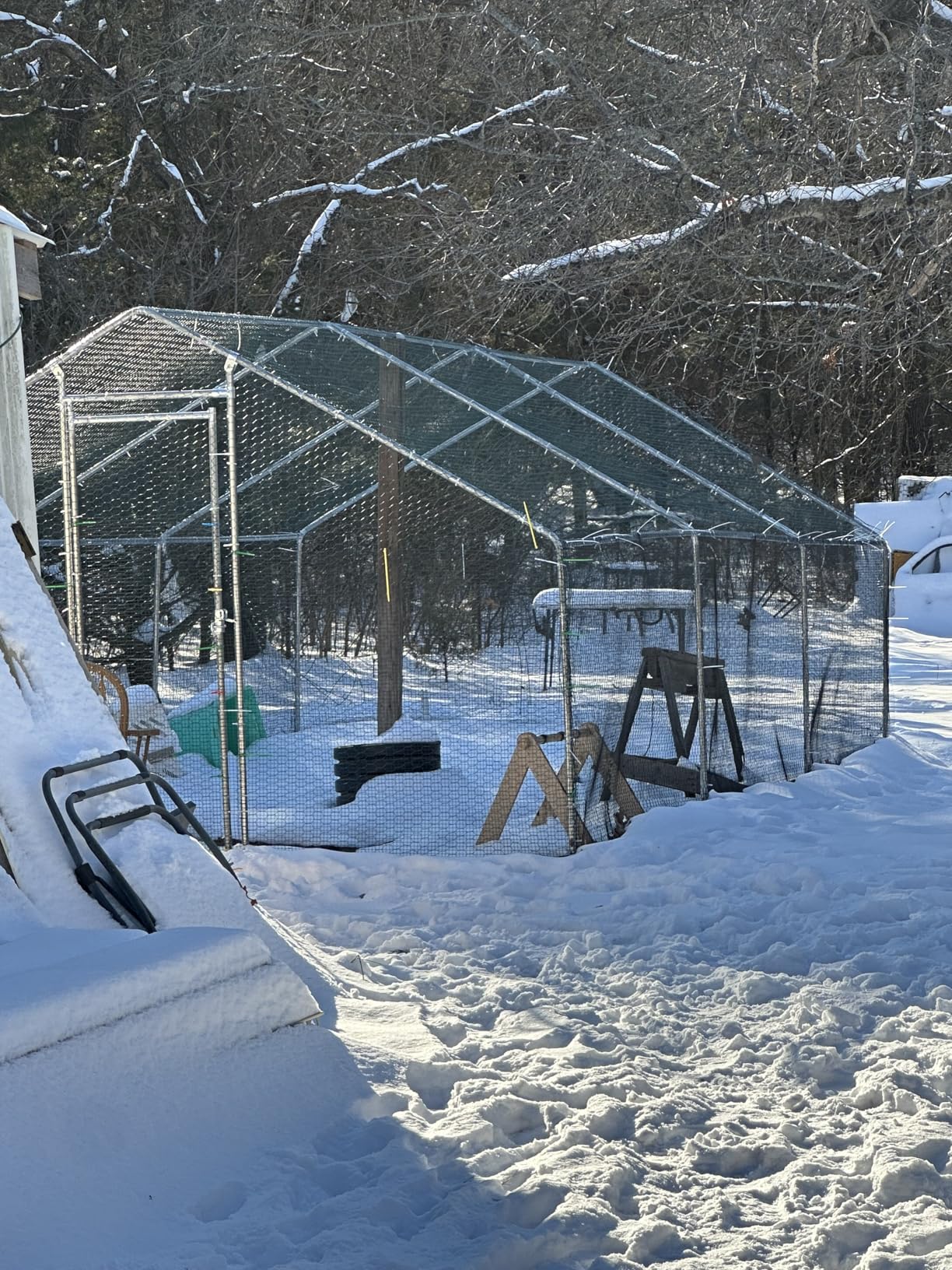 HITTITE Large Metal Chicken Coop with Run, 12.8 x 9.84 x 6.56 ft Walk in Poultry Cage Chicken Run Pen, Outdoor Chicken Runs for Yard with Waterproof & Anti-UV Cover customer photo 1