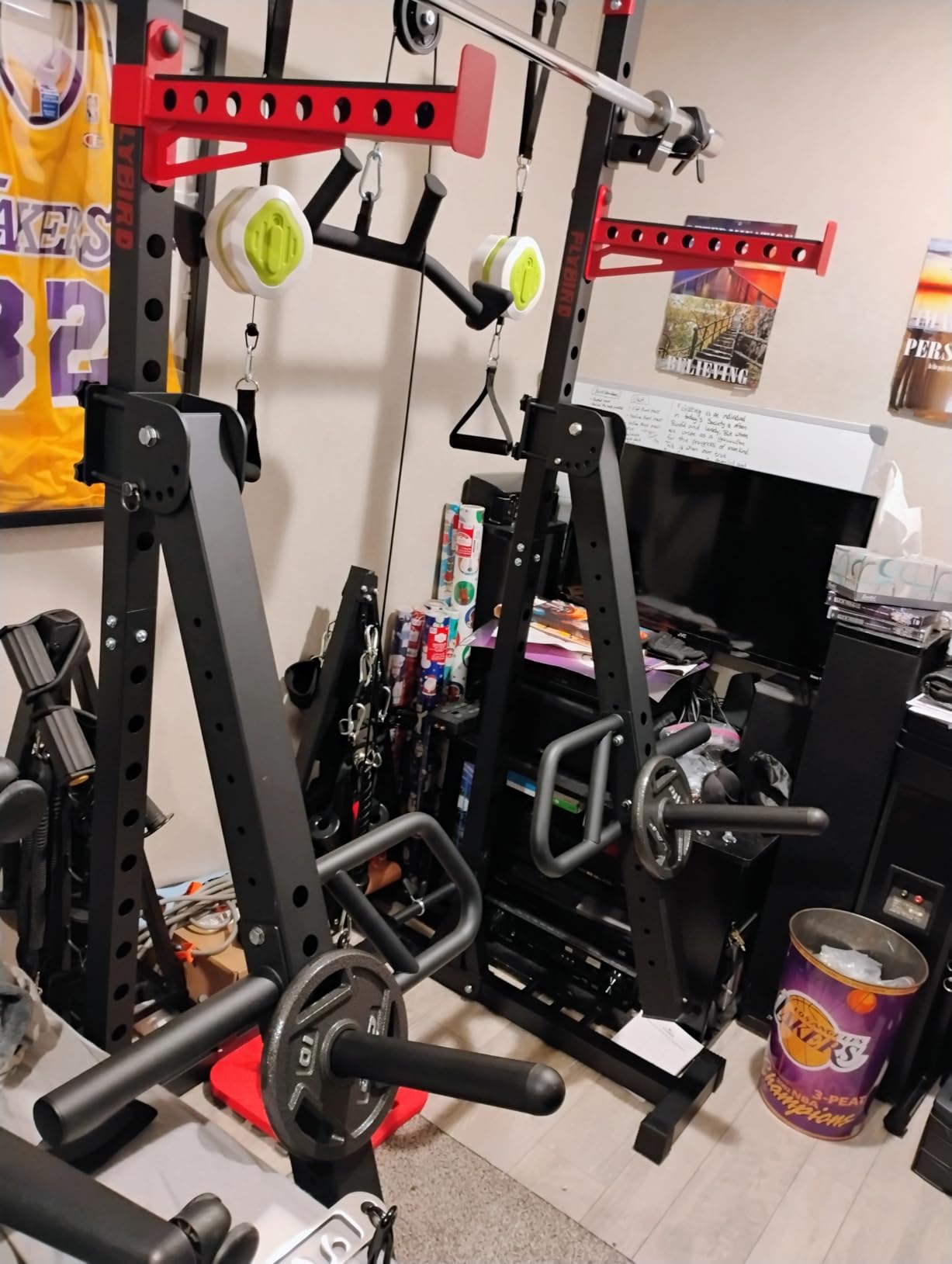 FLYBIRD Squat Rack with Pull-Up Bar, Adjustable Multi-Functional Power Rack, Inner Width Squat Rack Stand Suitable for 6FT,7FT Barbell for Home Gym Equipment customer photo 1