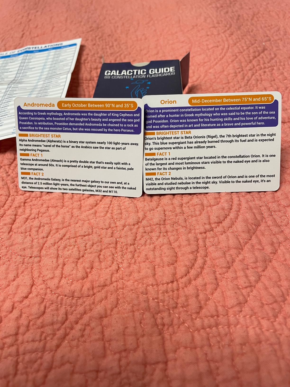 Galactic Guide 88 Constellation Flashcards - Astronomy Learning Cards for Kids & Adults, Star Chart Study Set with Brightest Stars, Facts & Illustrations, Space Education Gift for Stargazers customer photo 2