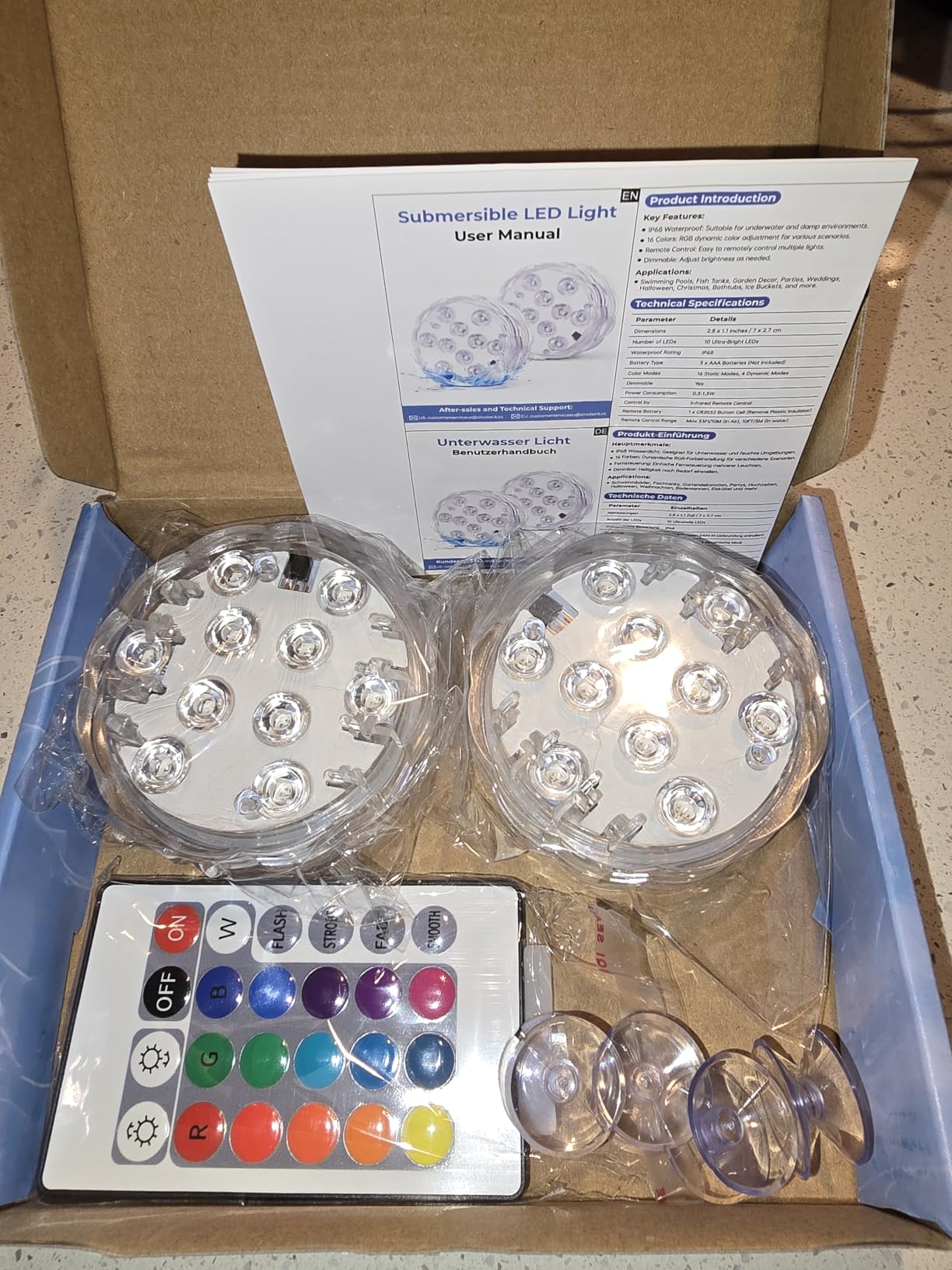 YiaMia Hot Tub Lights - 2-Pack RGB Color Battery-Powered LED Pool Lights with Remote Control and Suction Cup for Ponds, Decoration, Parties, Spas, Aquariums customer photo 2