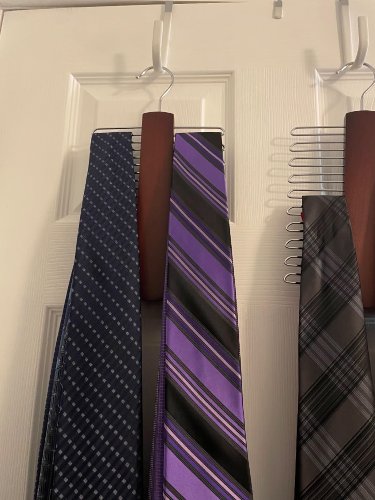 2 Pack Tie Rack for Closet, Premium Wooden Necktie Organizer Storage Tie/Belt Hanger, 360 Degree Swivel Space Saving Ties Holder for Men Hanging 40 Ties, Scarves Red customer photo 1