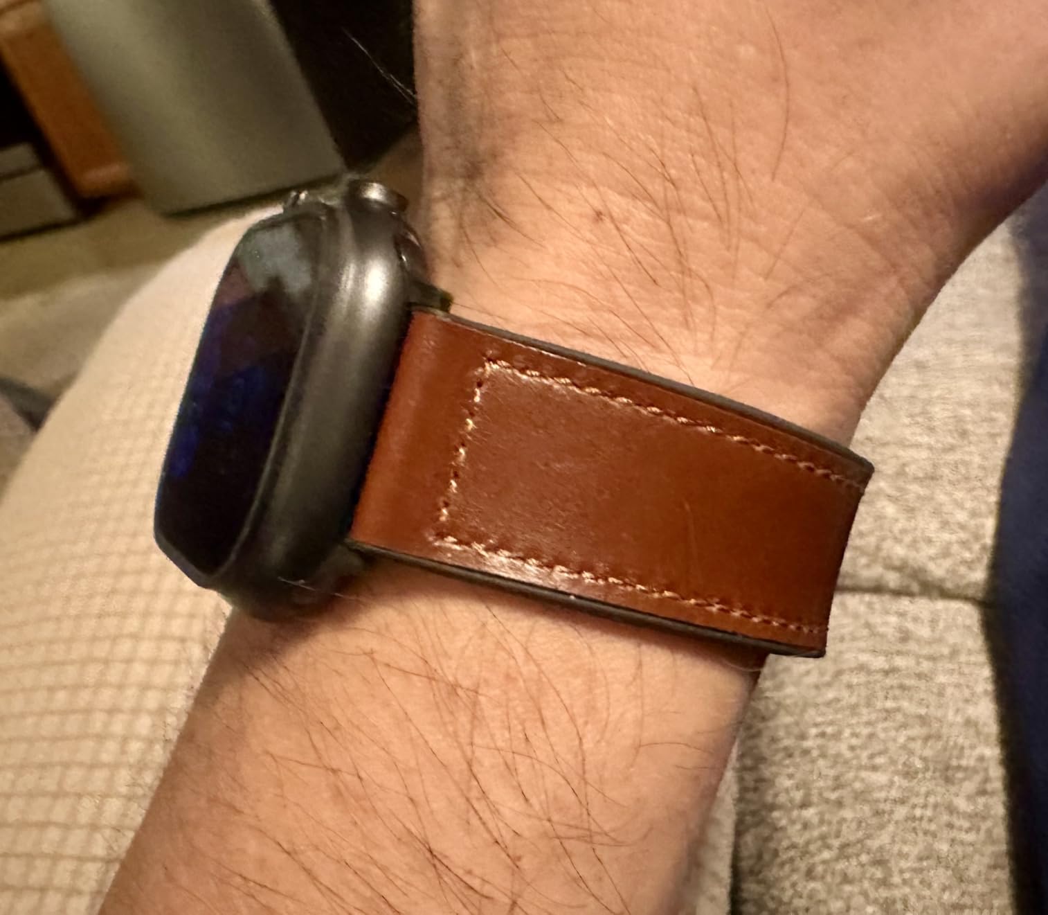 Magnetic Leather Bands Compatible with Apple Watch 49mm 46mm 45mm 44mm 42mm(S3/2/1) for Men Women, Genuine Leather with Magnetic Buckle for iWatch Ultra1/2/3 Series SE11/10/9/8/7/6/5/4/3/2/1 customer photo 1