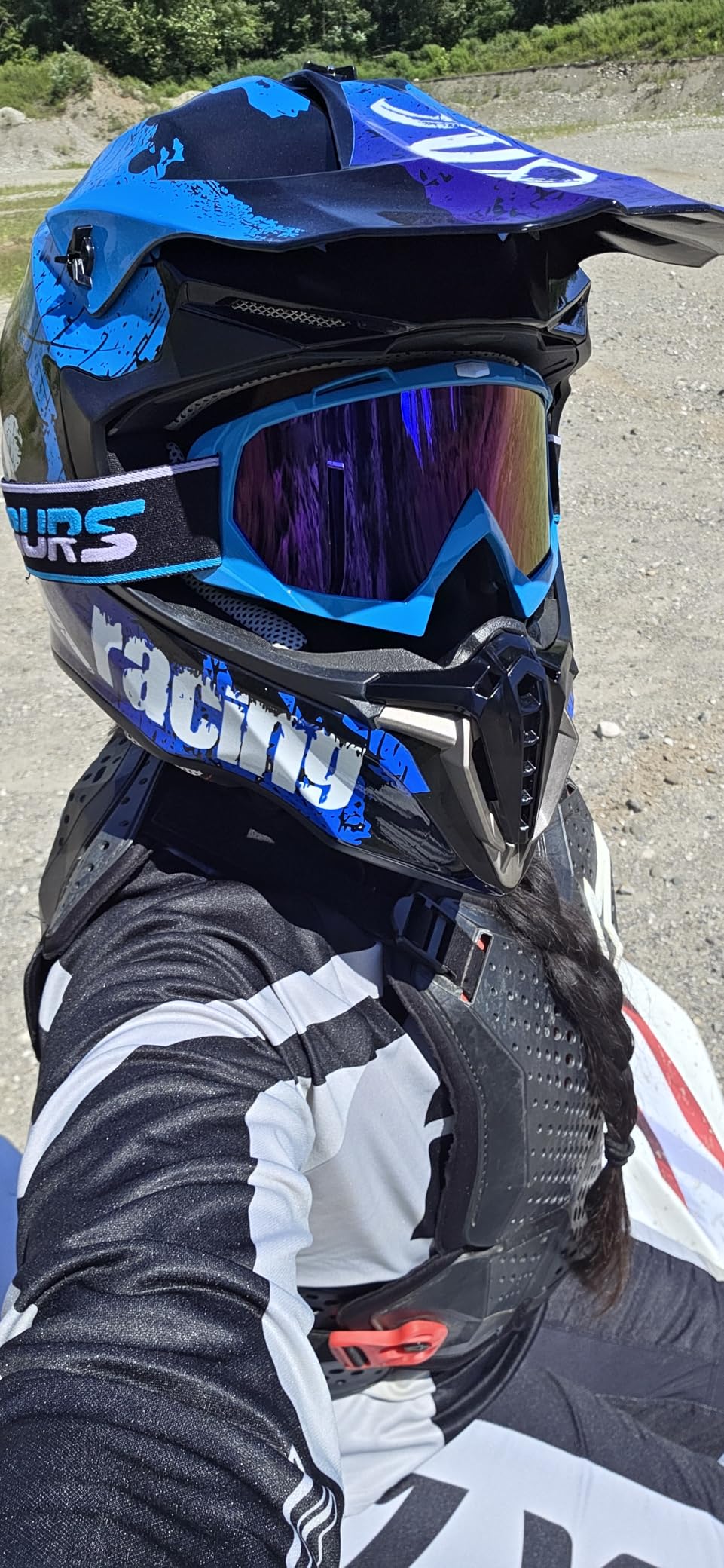 Adult ATV Dirt Bike Helmet with Goggles Gloves & Mask Quick Release Buckle Adjustable Sun Visor Motorcycle Adult Helmet Off-Road Motocross Downhill Moped MX for Unisex-Adult customer photo 1